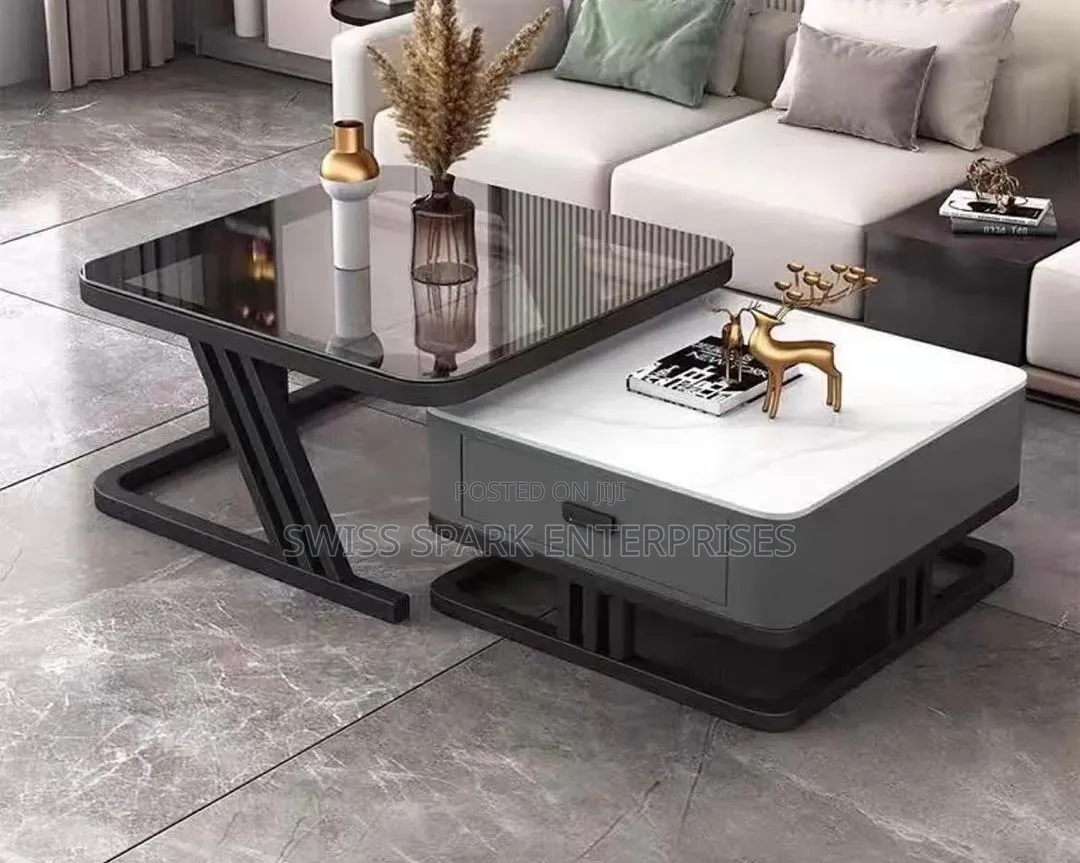 Luxury 2-in-1 Nesting Coffee Table Set With Storage Drawer – Brand New