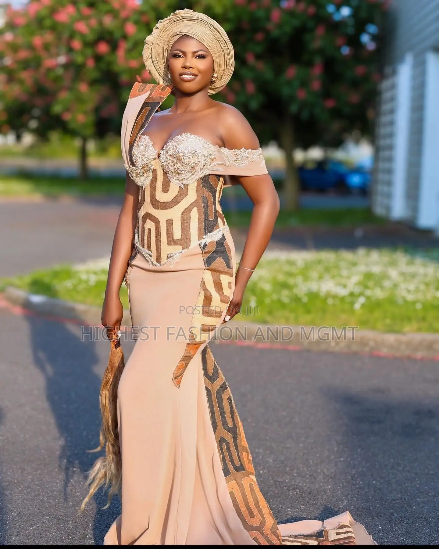Beige Corset Gown and Cream Senator Set