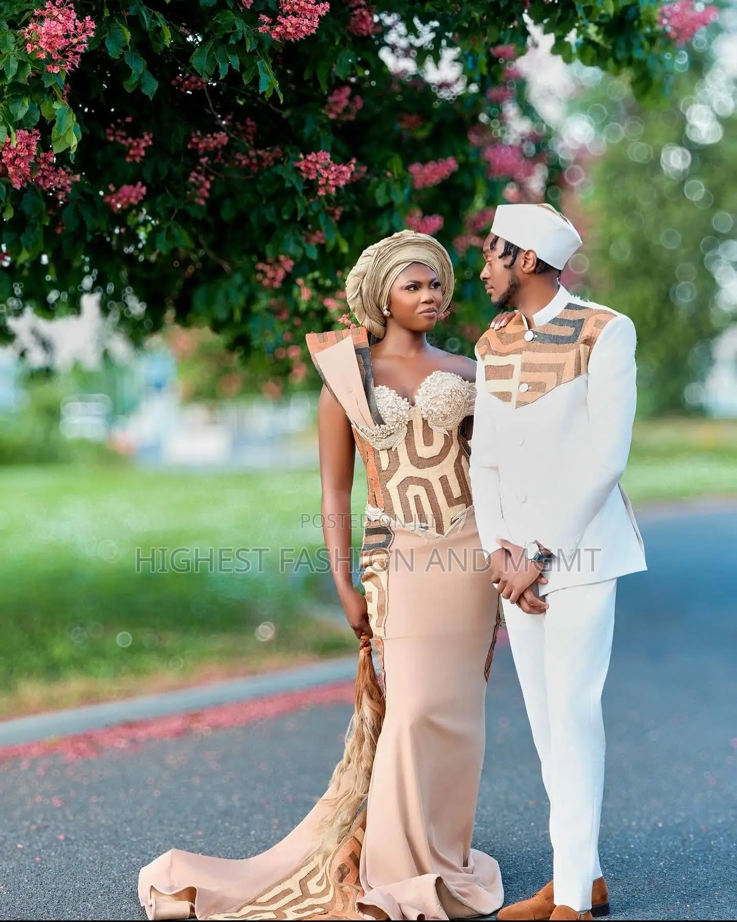 Beige Corset Gown and Cream Senator Set