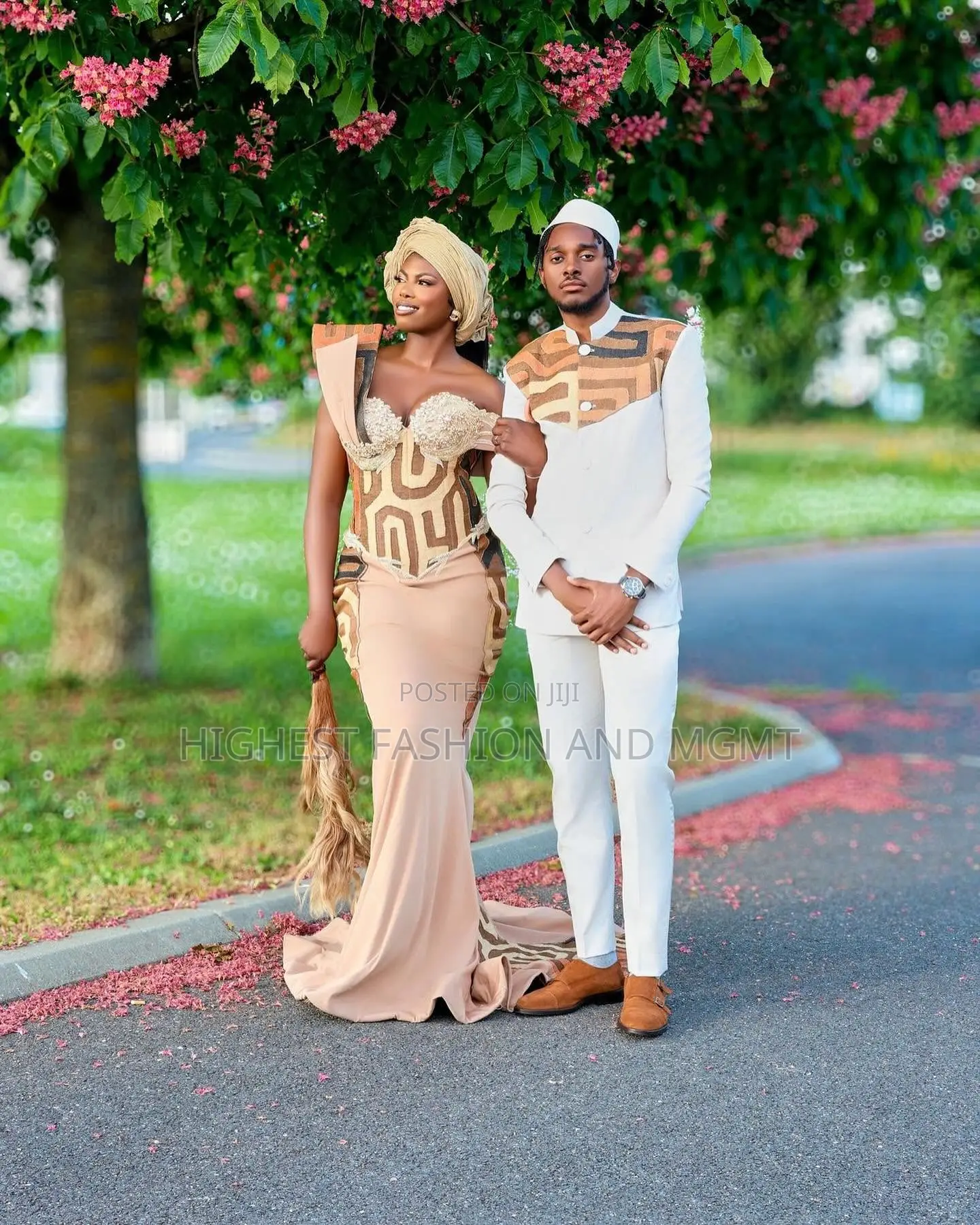 Beige Corset Gown and Cream Senator Set