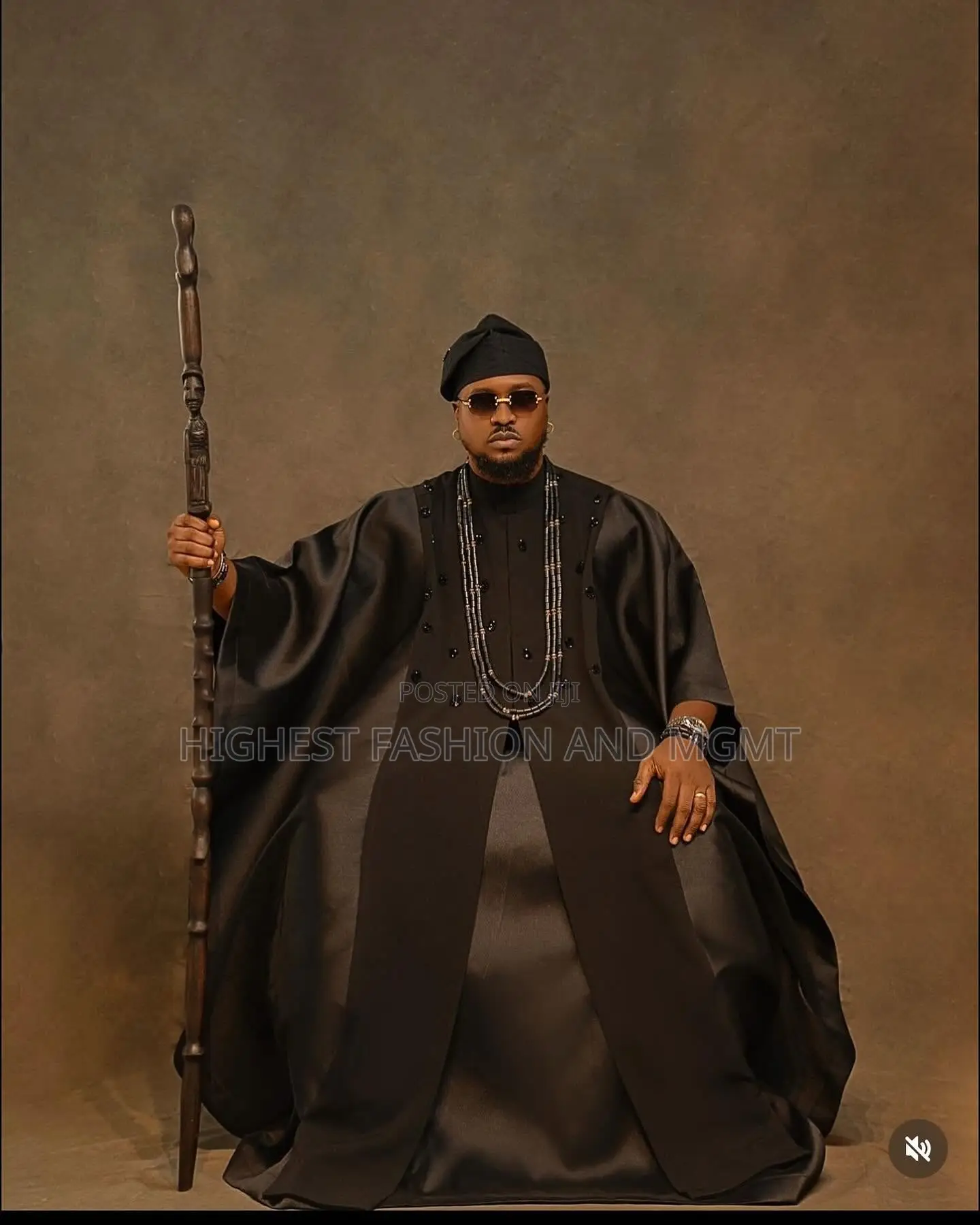 Mosaic Bodice Gown and Black Agbada