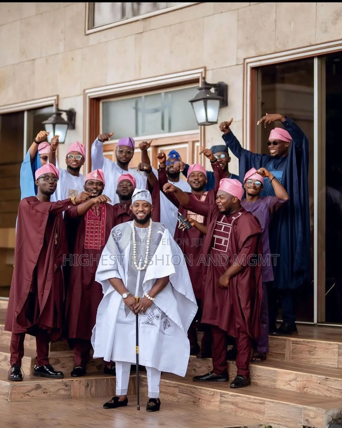 Silver Agbada and Lilac Gown for Couple