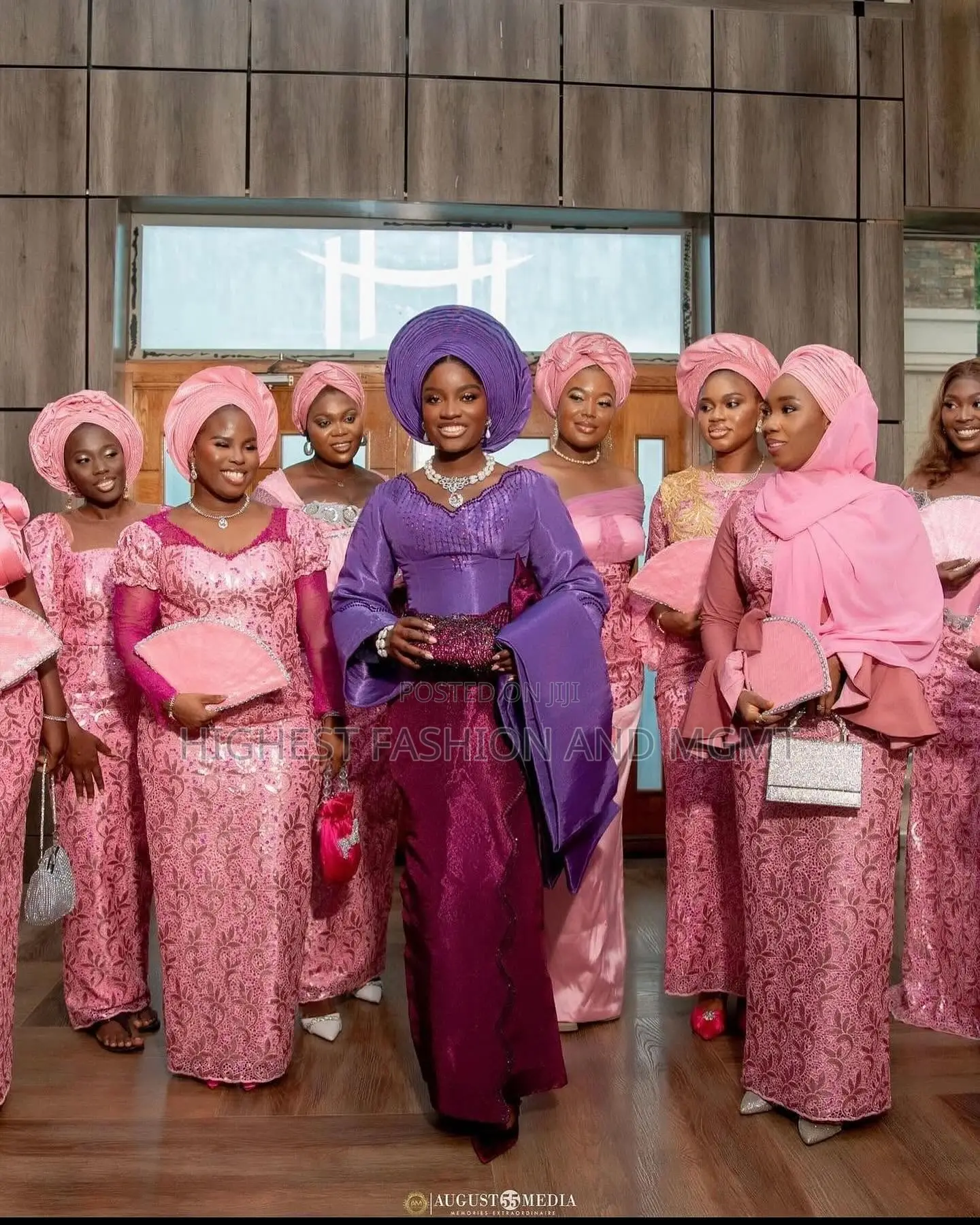 Silver Agbada and Lilac Gown for Couple