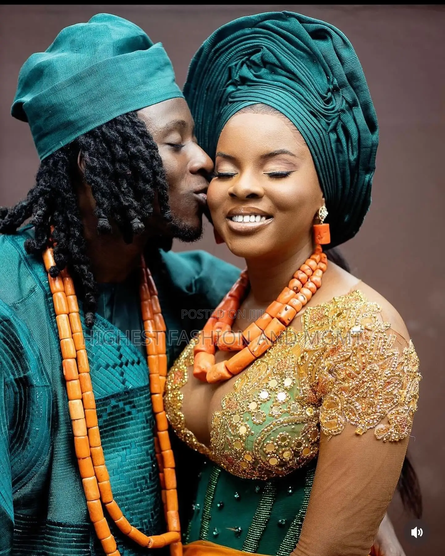 Emerald Bodice/Marigold Gown and Emerald Agbada