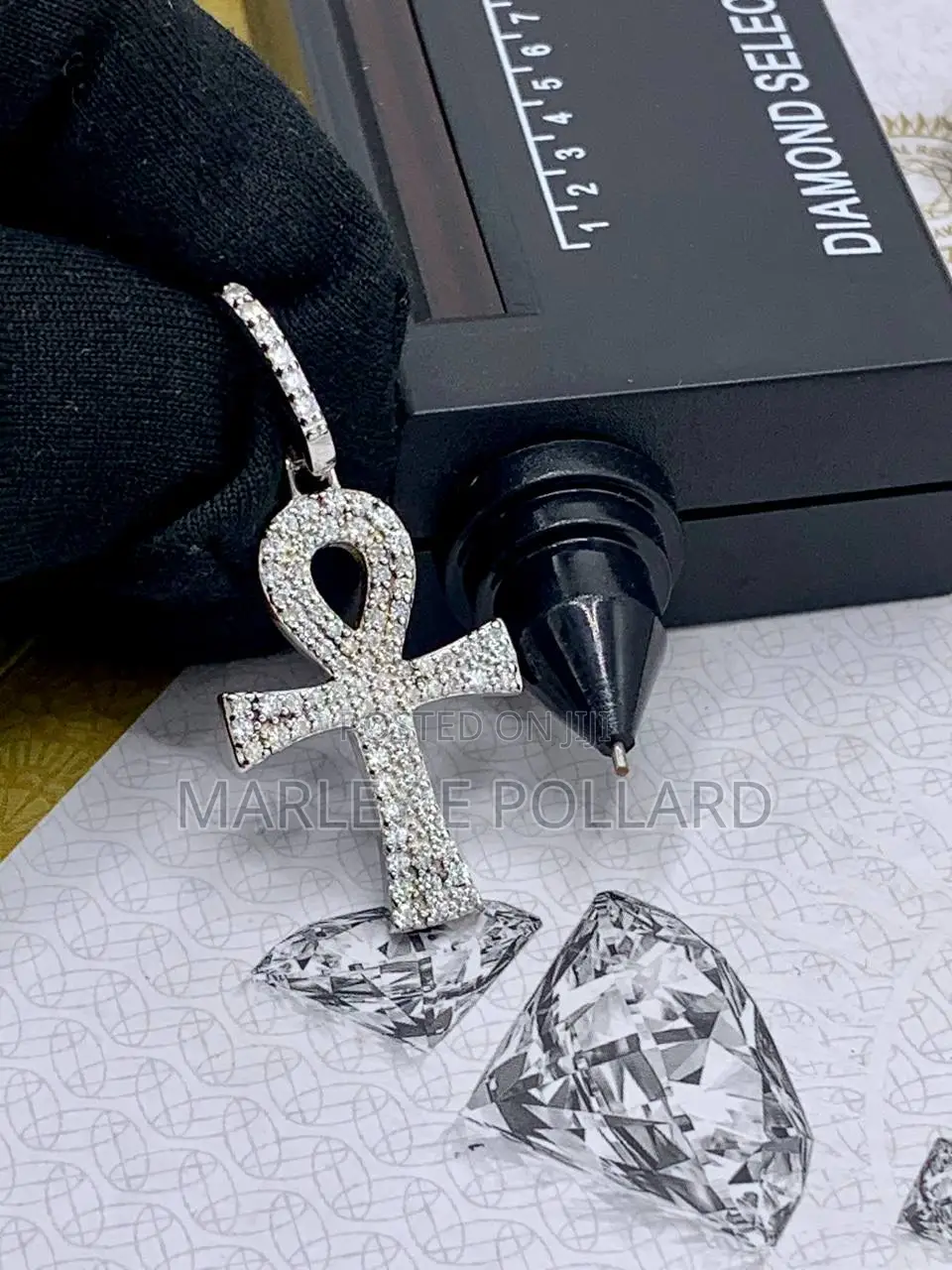 Clover Cross Moissanite Diamond Sterling Silver Neck