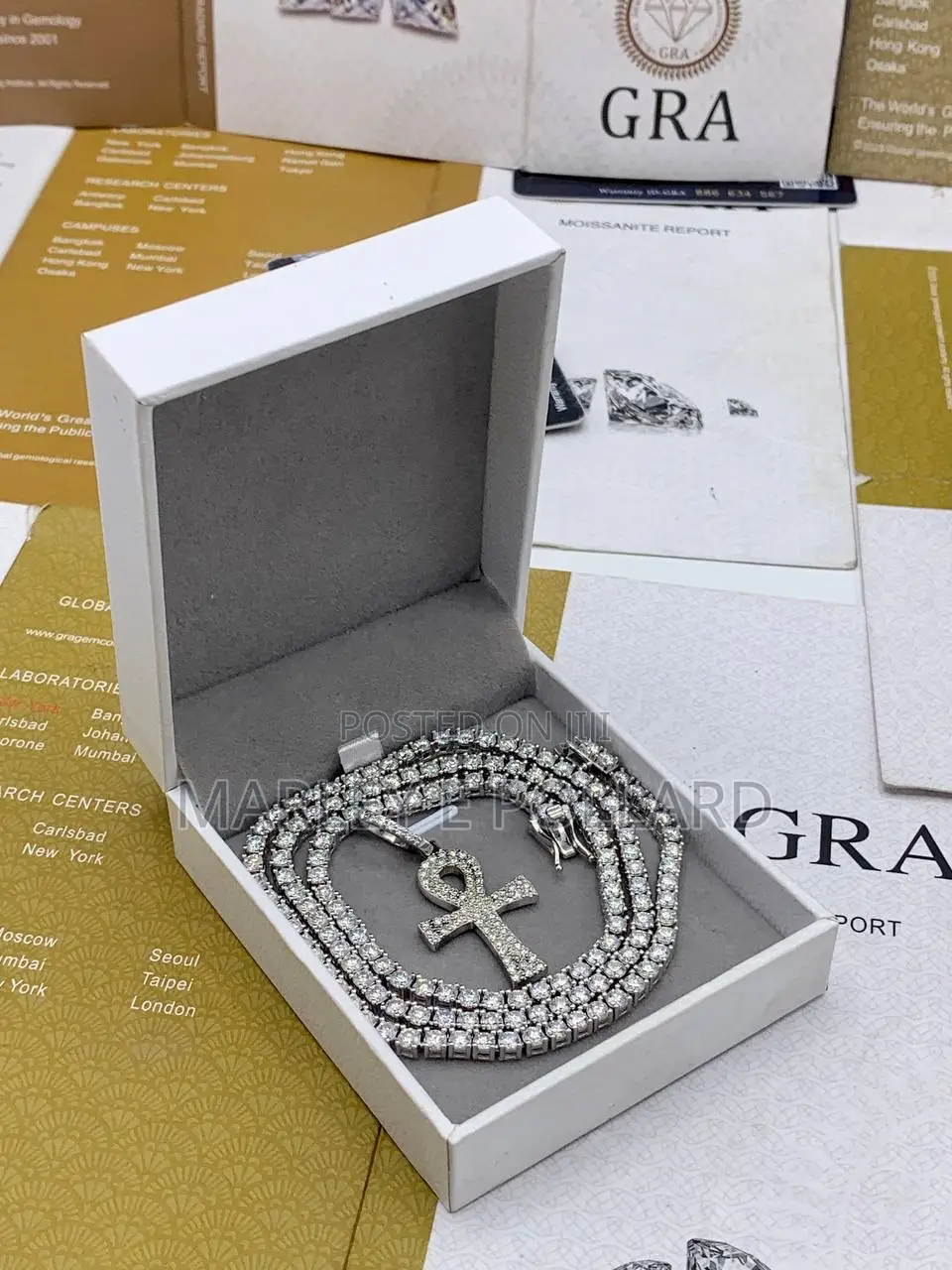 Clover Cross Moissanite Diamond Sterling Silver Neck