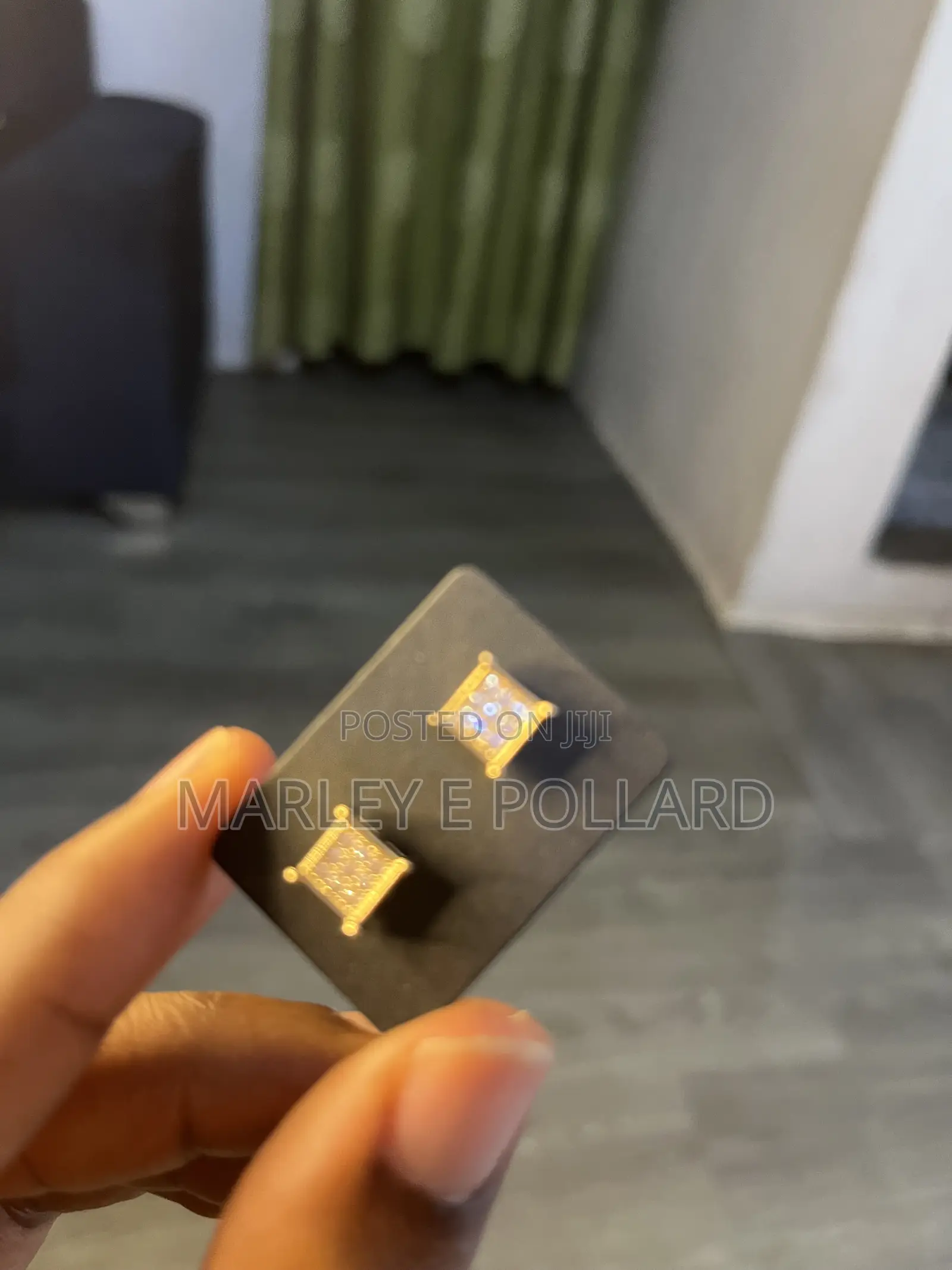 18 Karat Gold Plated A+ Cz Magnetic Clipon Non Piercing Earrings Studs