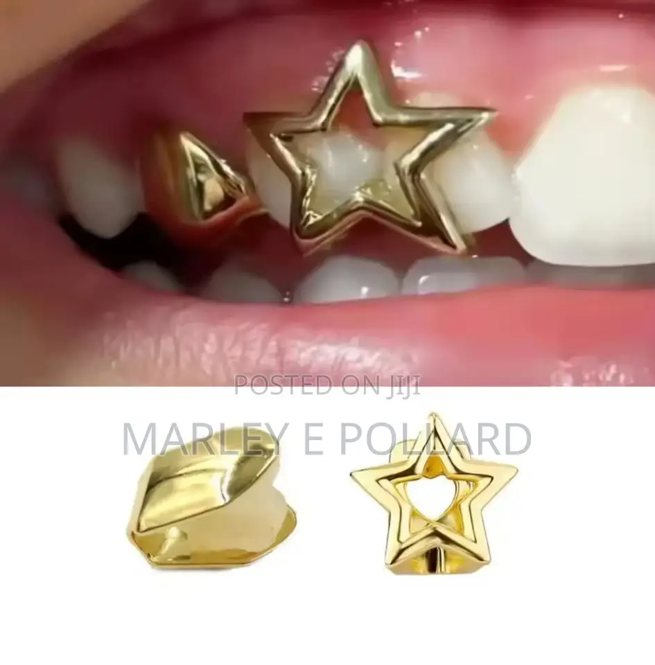 Star Shaped 2 in 1 Gold Teeth Grills Silver Grillz