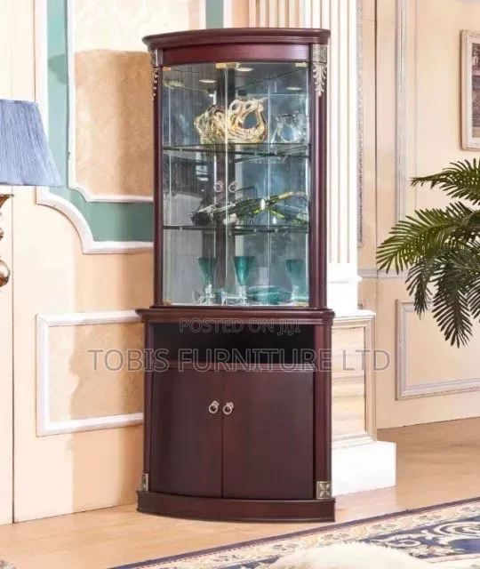 Wooden Wine Bar Cabinet With Glass Display