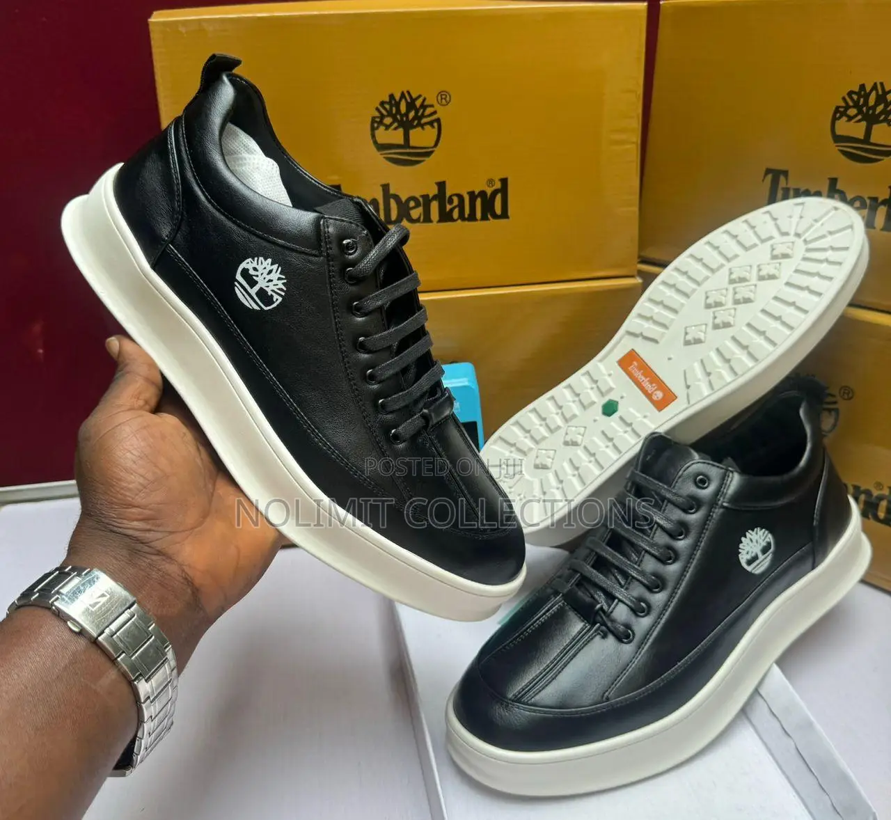Timberland Men's Leather Sneakers With Thick White Soles