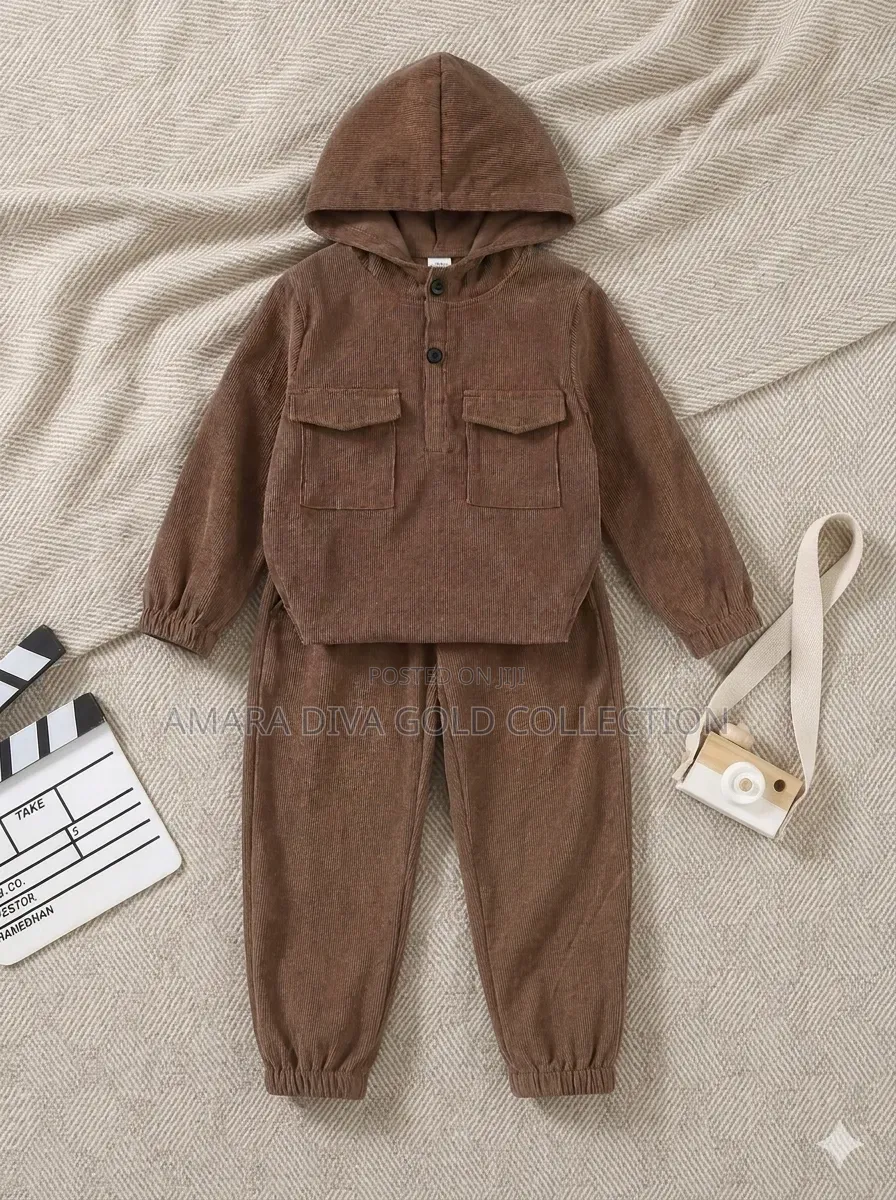 Toddler Boys Corduroy Hoodie and Pants Set