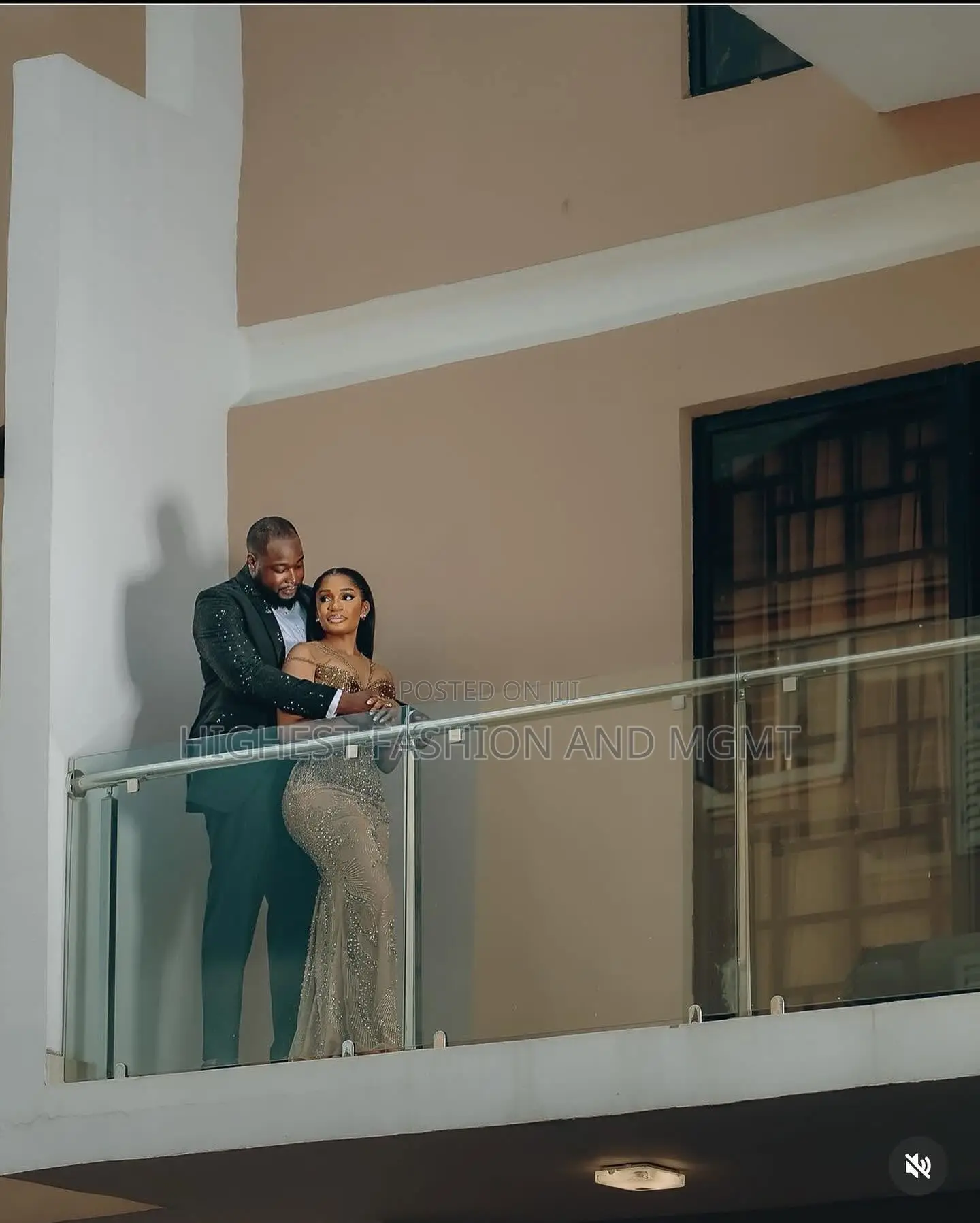 Gold Beaded Gown and Embellished Black Tuxedo