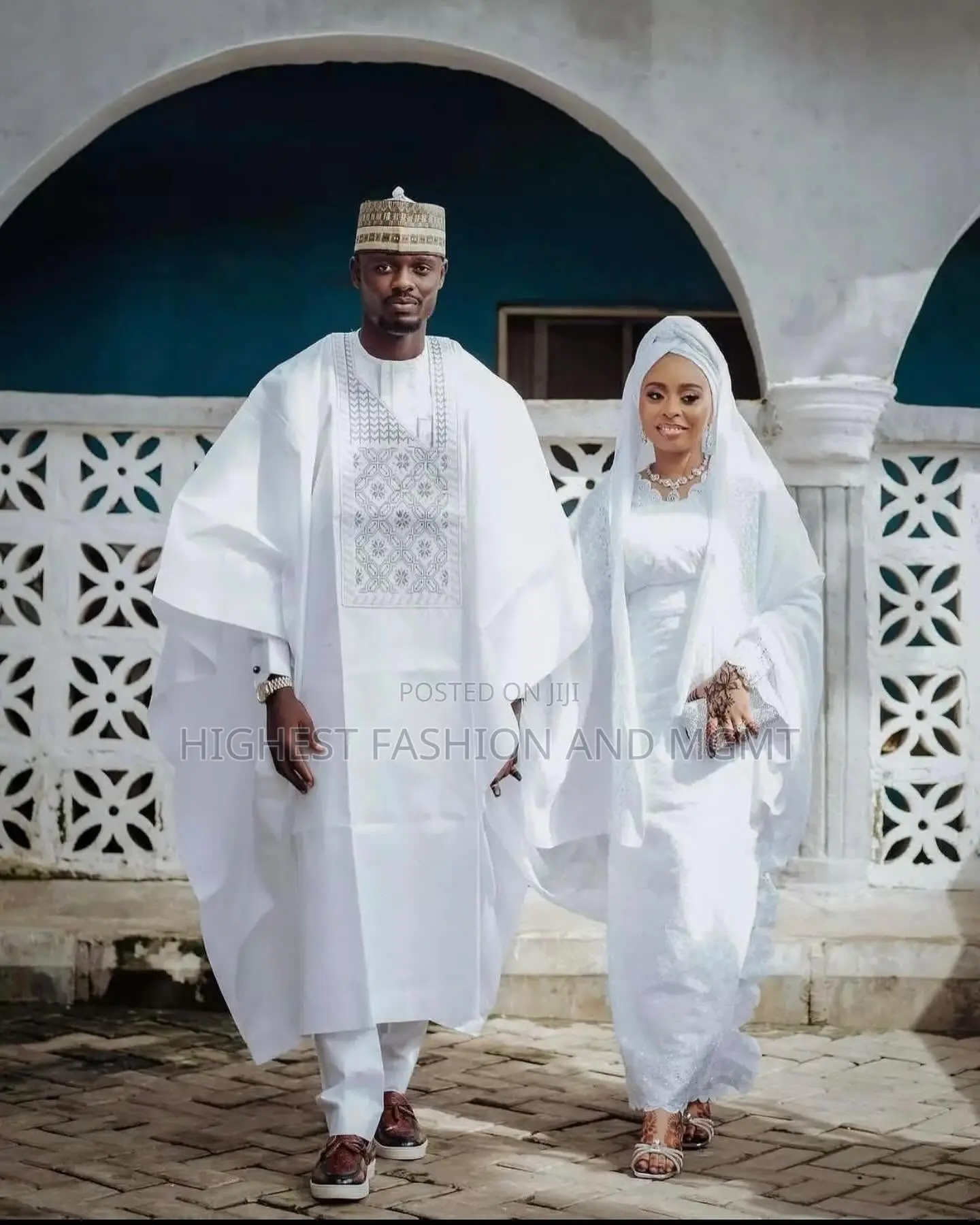 White Arewa Style Couple Outfit