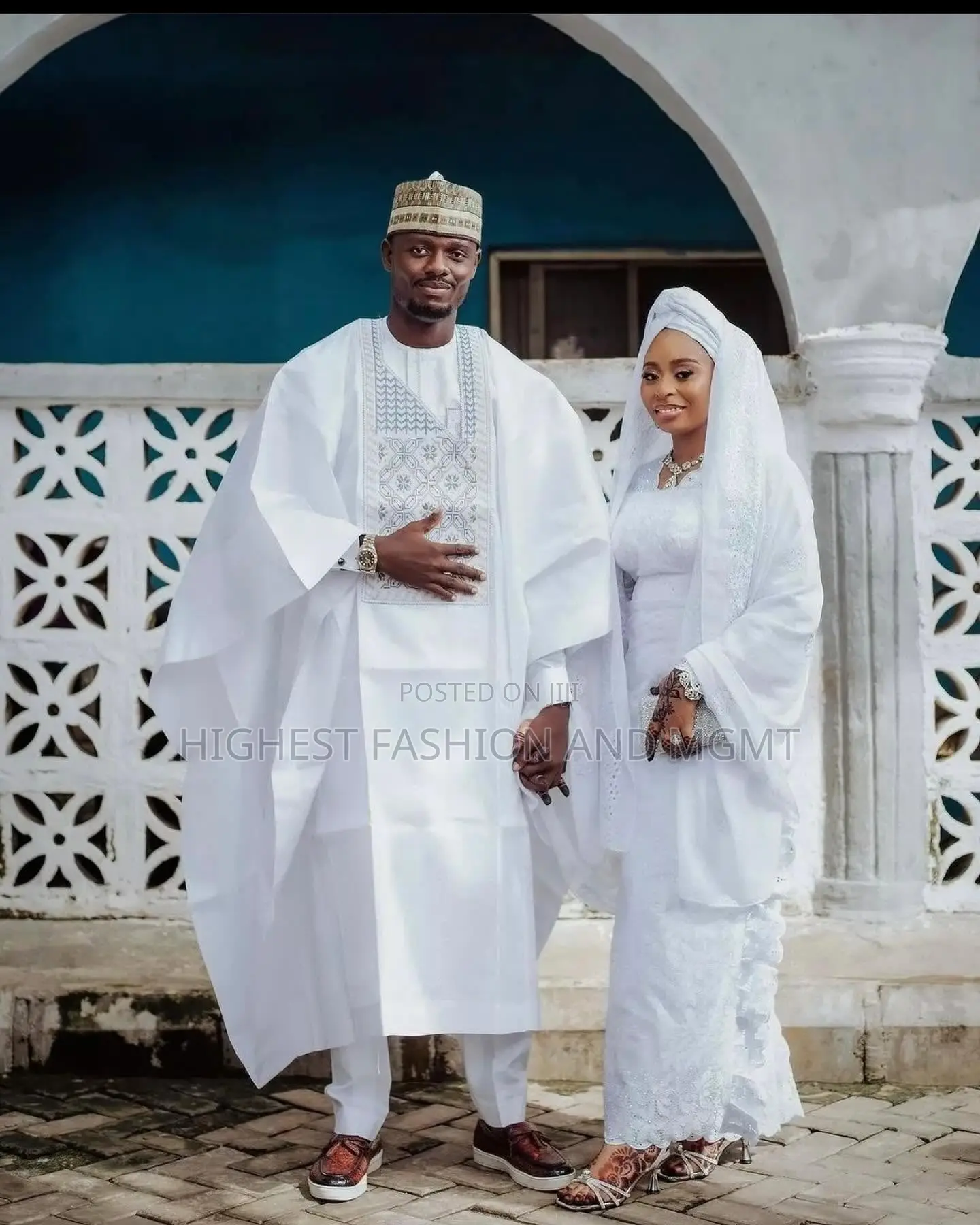 White Arewa Style Couple Outfit