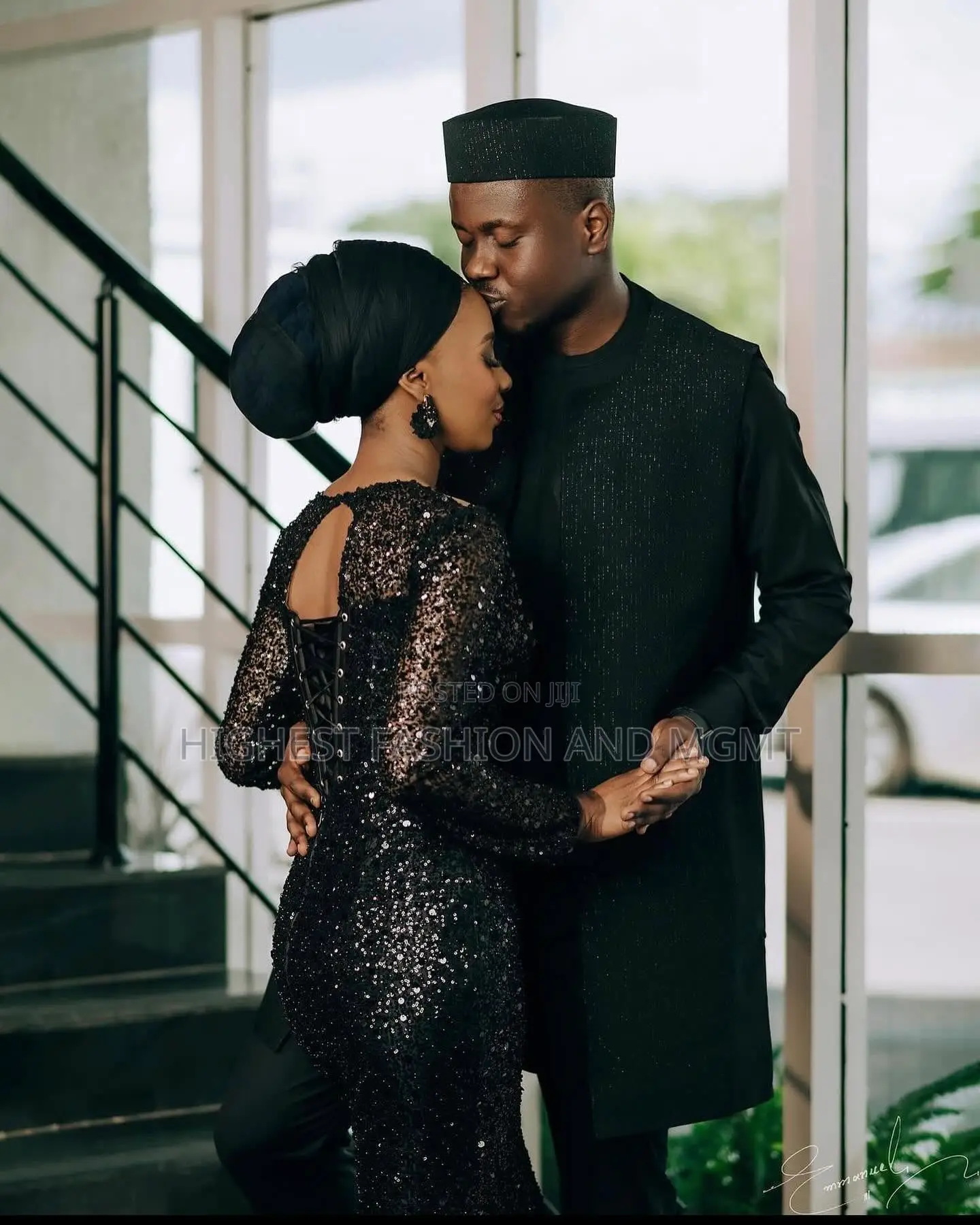 Black Sequin Mermaid Gown and Minimalist Black Tunic Outfit