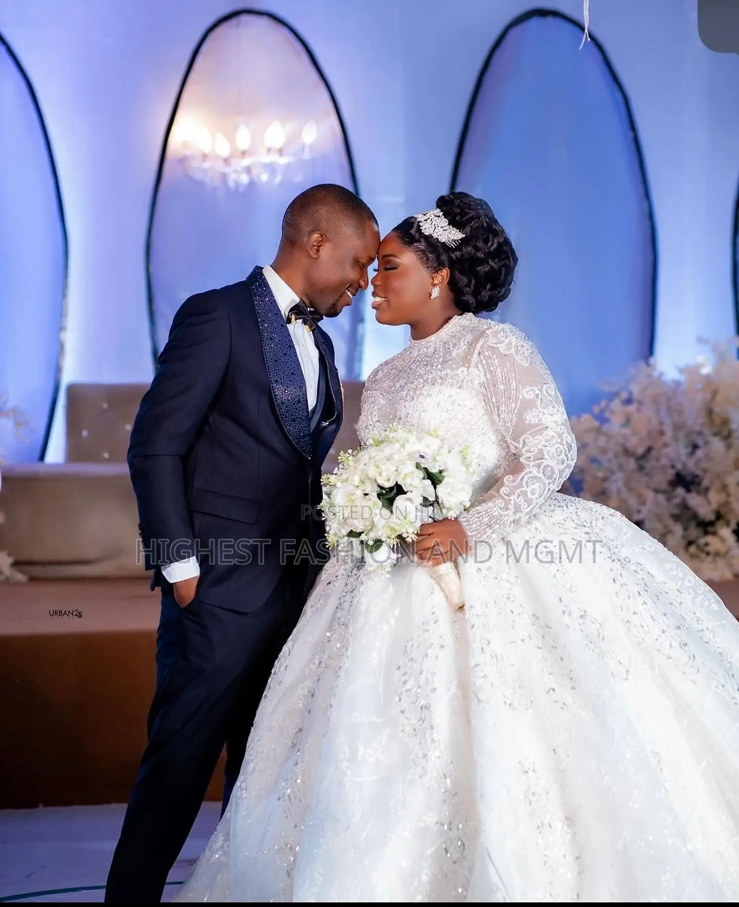 Crystal-Embellished Ballgown and Sequin-Lapel Tuxedo