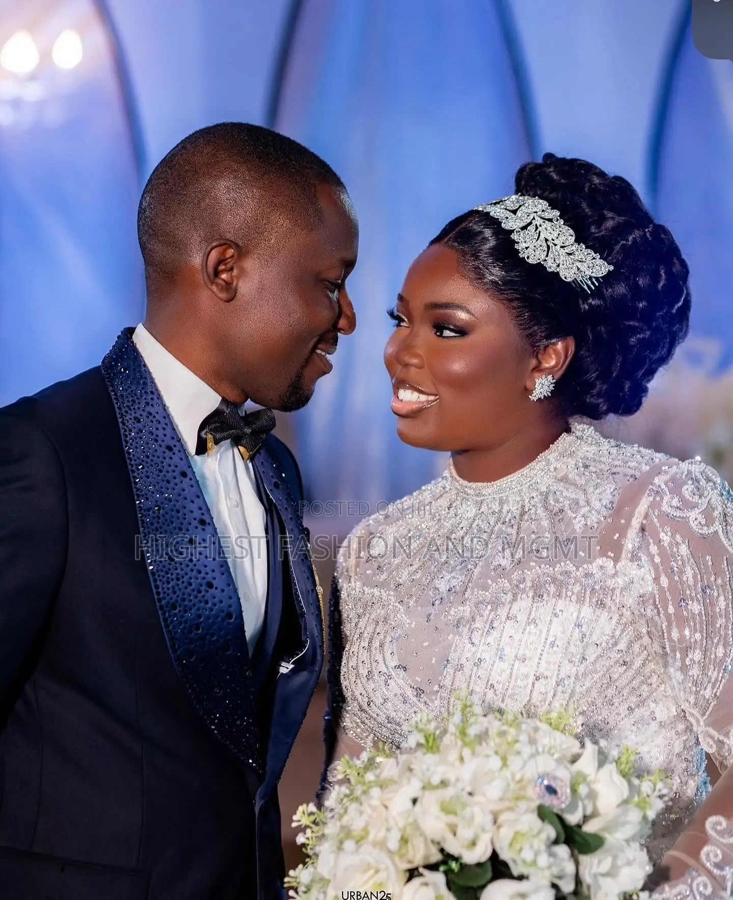 Crystal-Embellished Ballgown and Sequin-Lapel Tuxedo