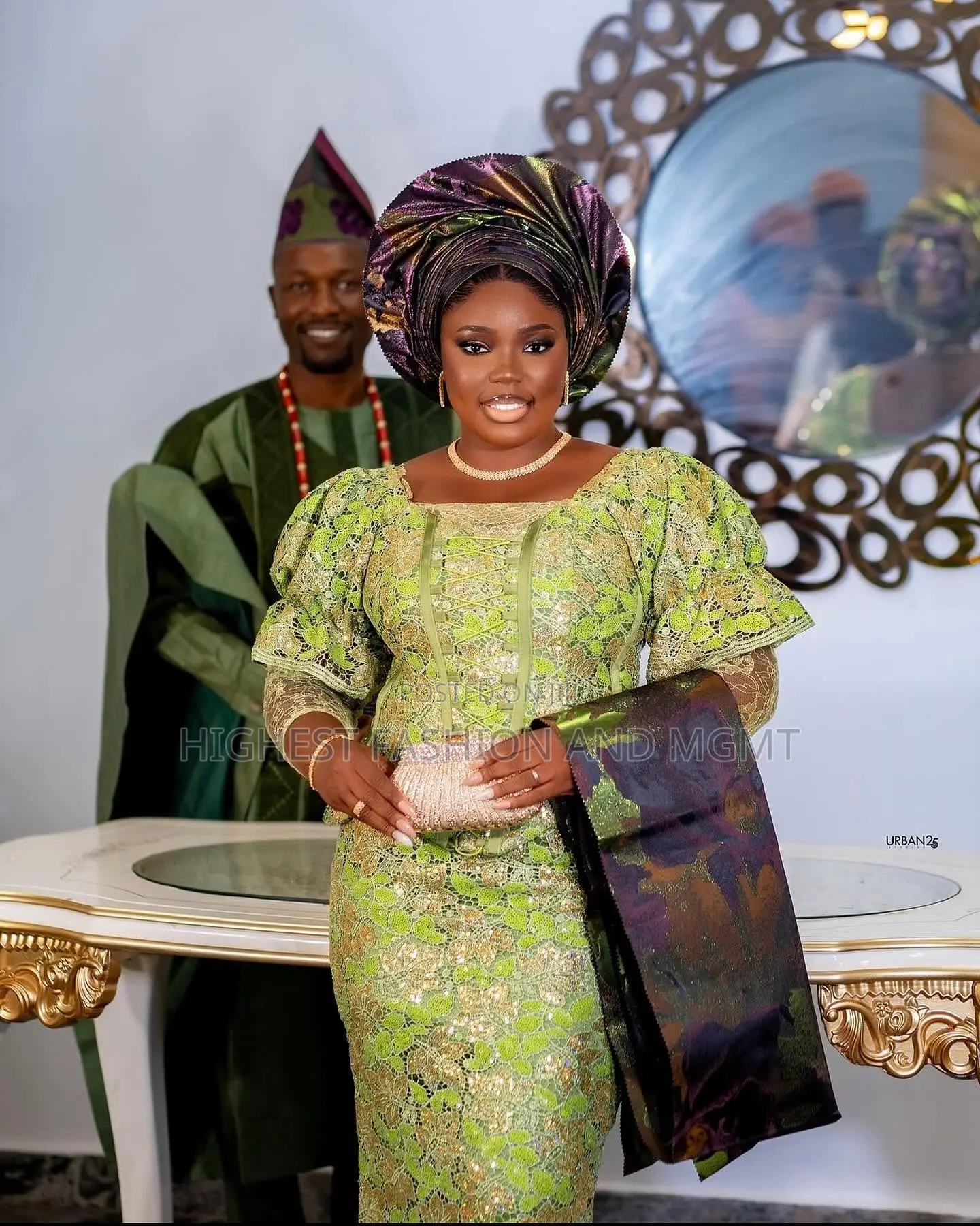 Olive Green Traditional Outfit for Couple