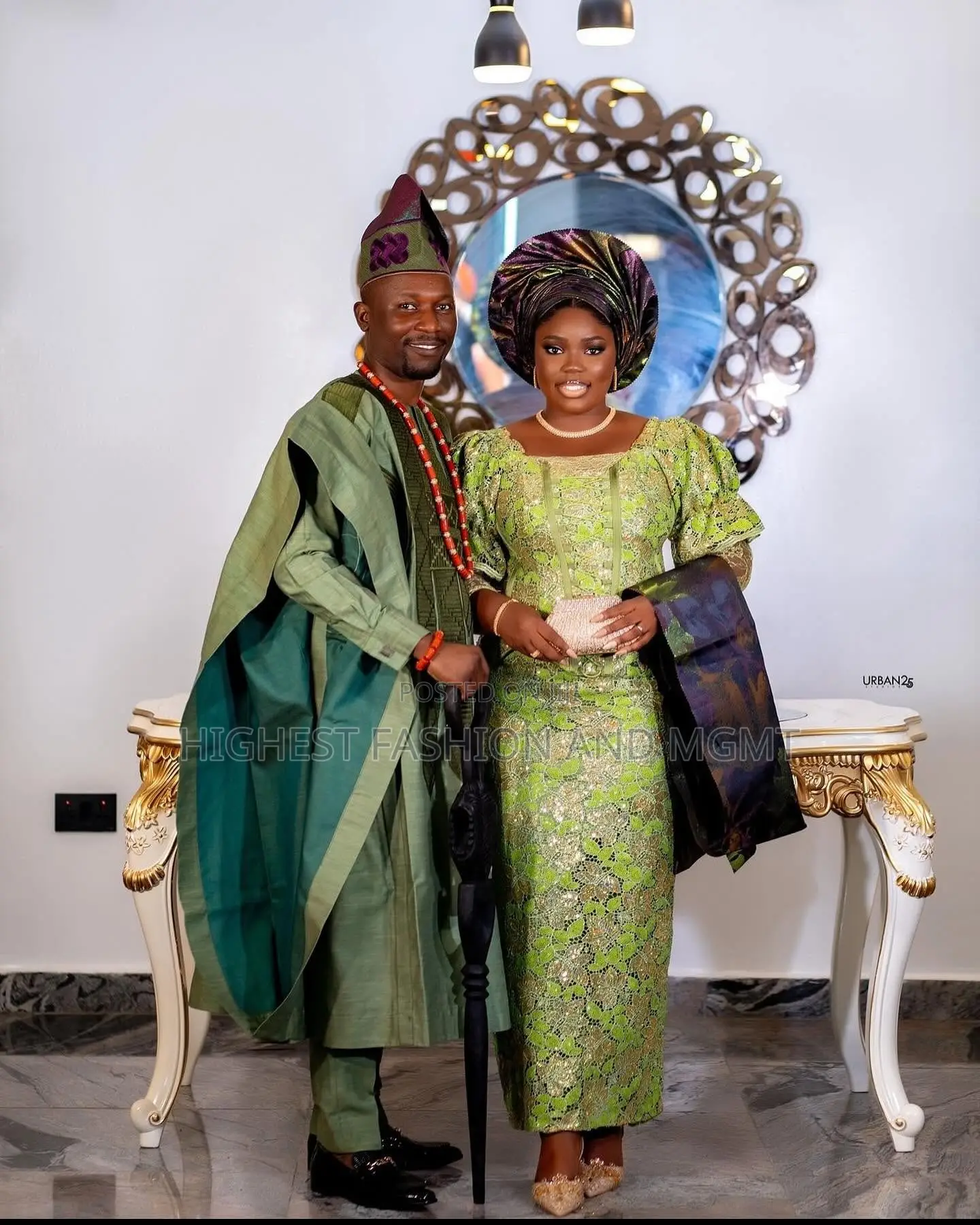 Olive Green Traditional Outfit for Couple