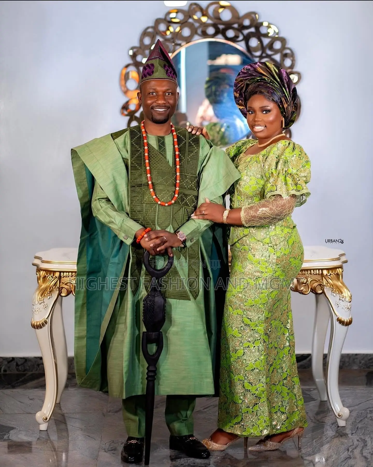 Olive Green Traditional Outfit for Couple