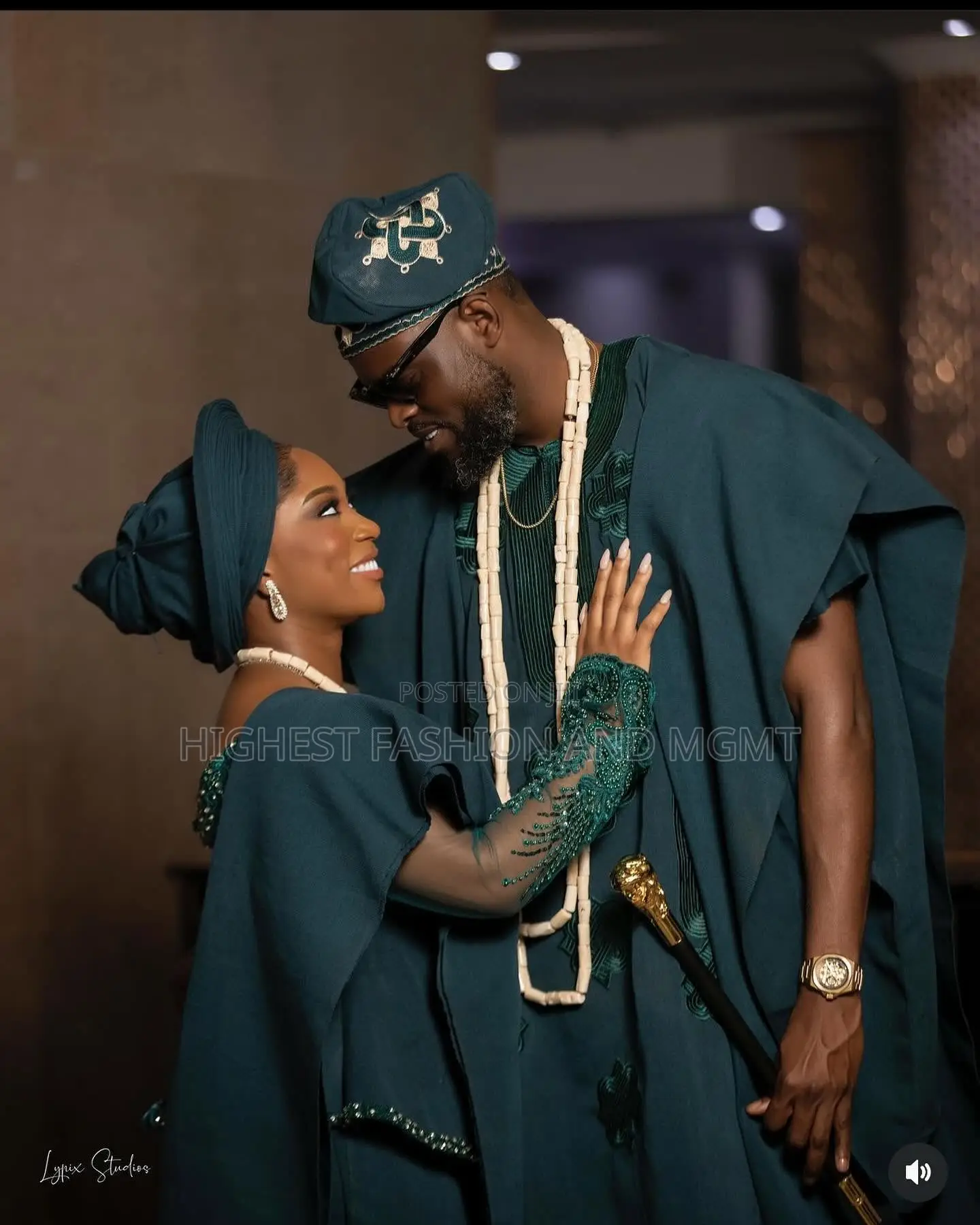 Teal Lace Peplum Set and Teal Agbada