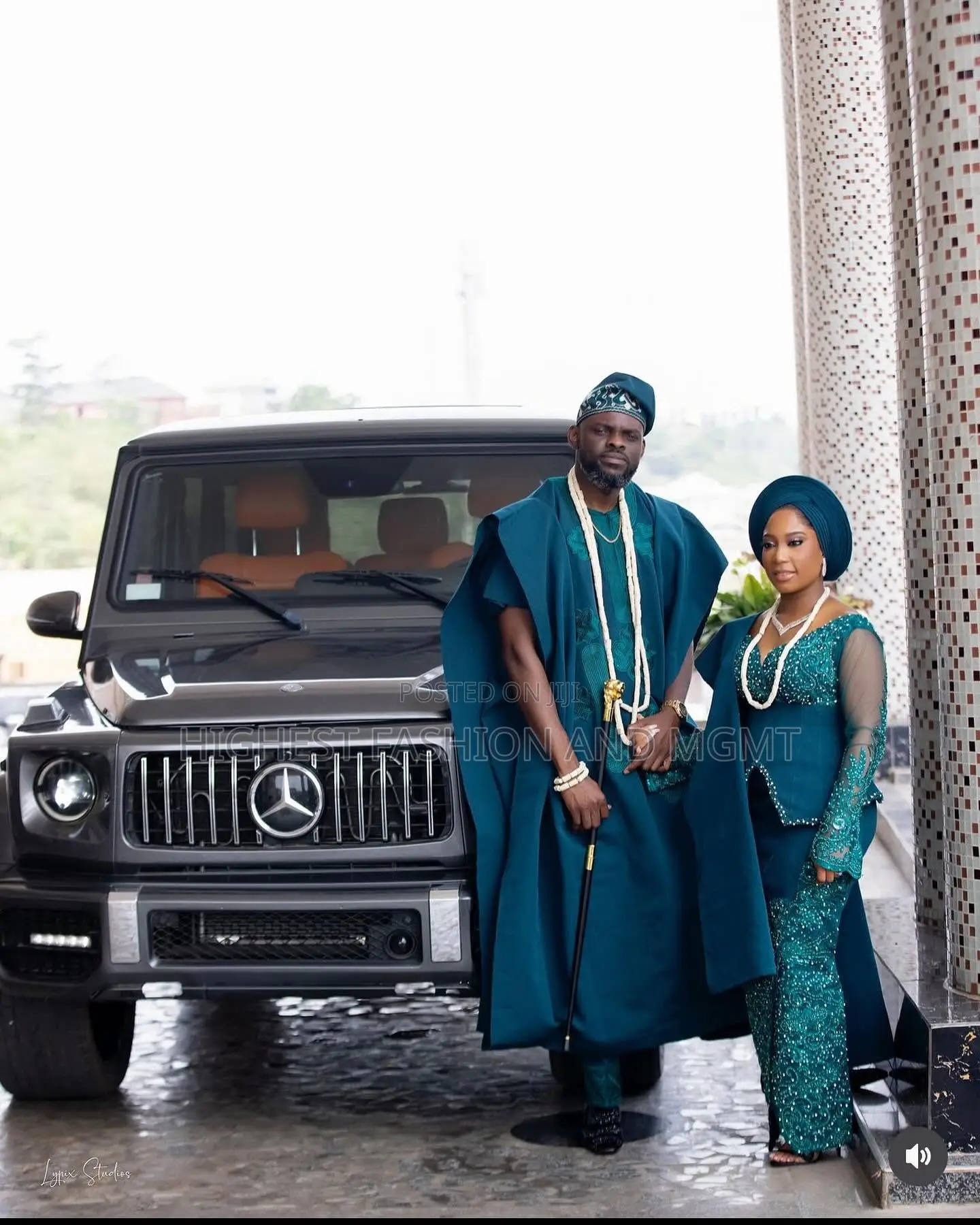 Teal Lace Peplum Set and Teal Agbada