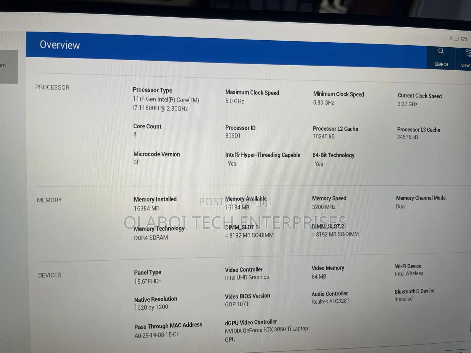 Laptop Dell XPS 15 9510 16GB Intel Core i7 SSD 512GB
