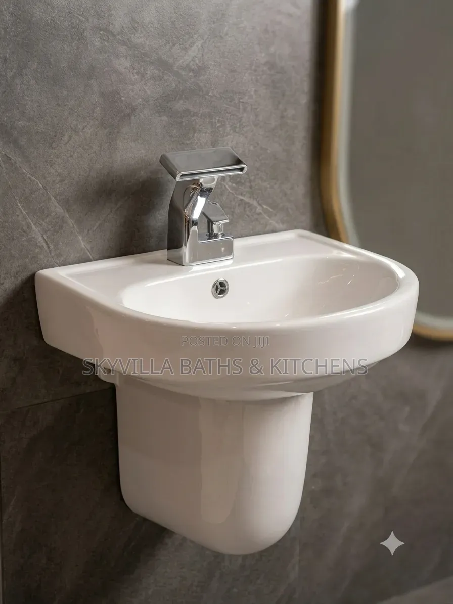 Modern Minimalist Wall-Mounted Ceramic Basin
 Pedestal
