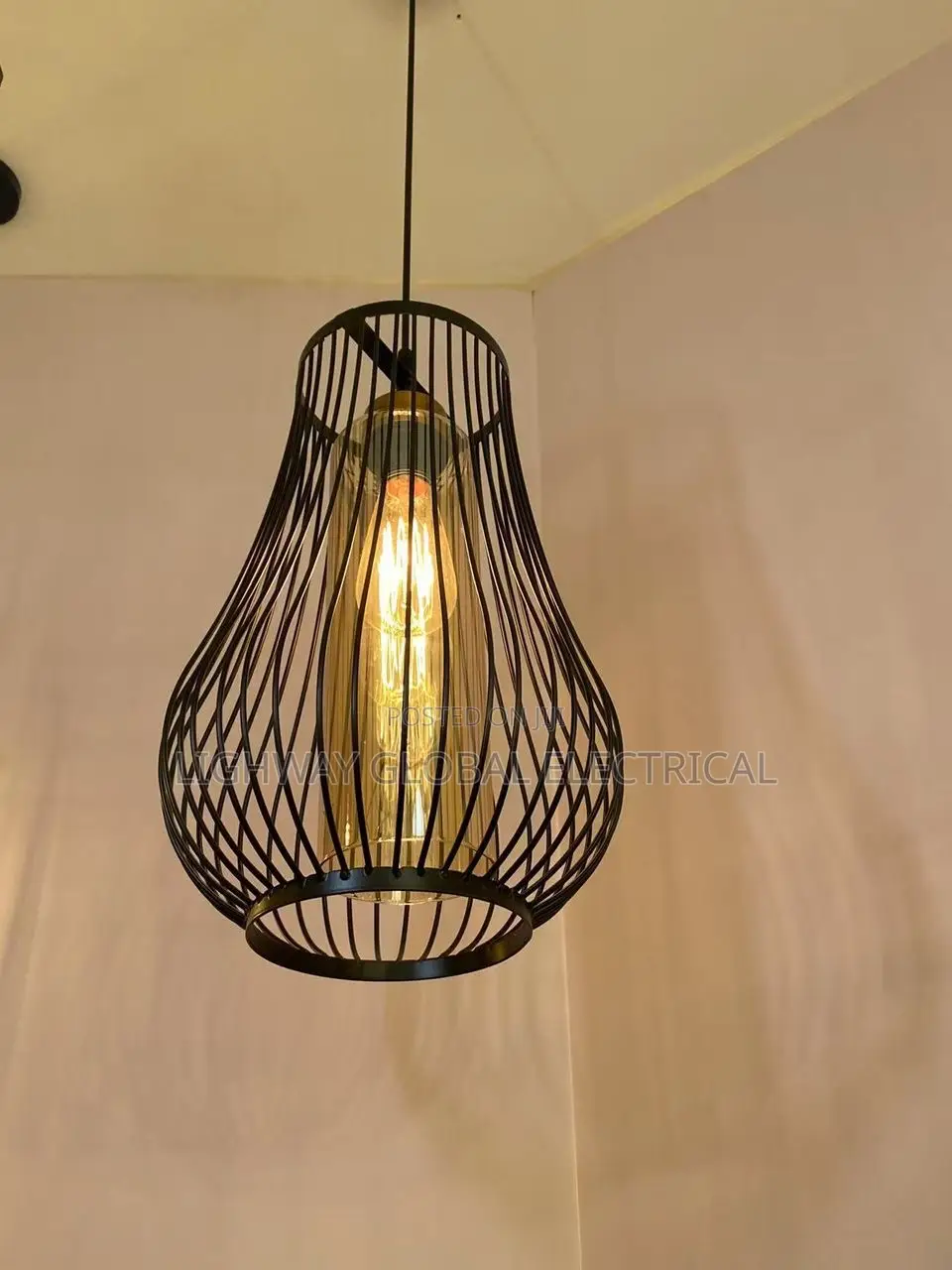 ASANZUO Vintage Retro Black Iron Cage Pendant