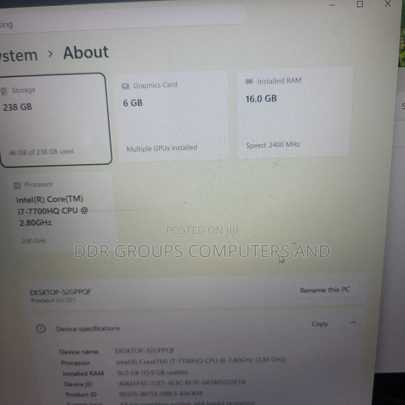 Laptop Acer Predator 15 16GB Intel Core i7 SSD 256GB