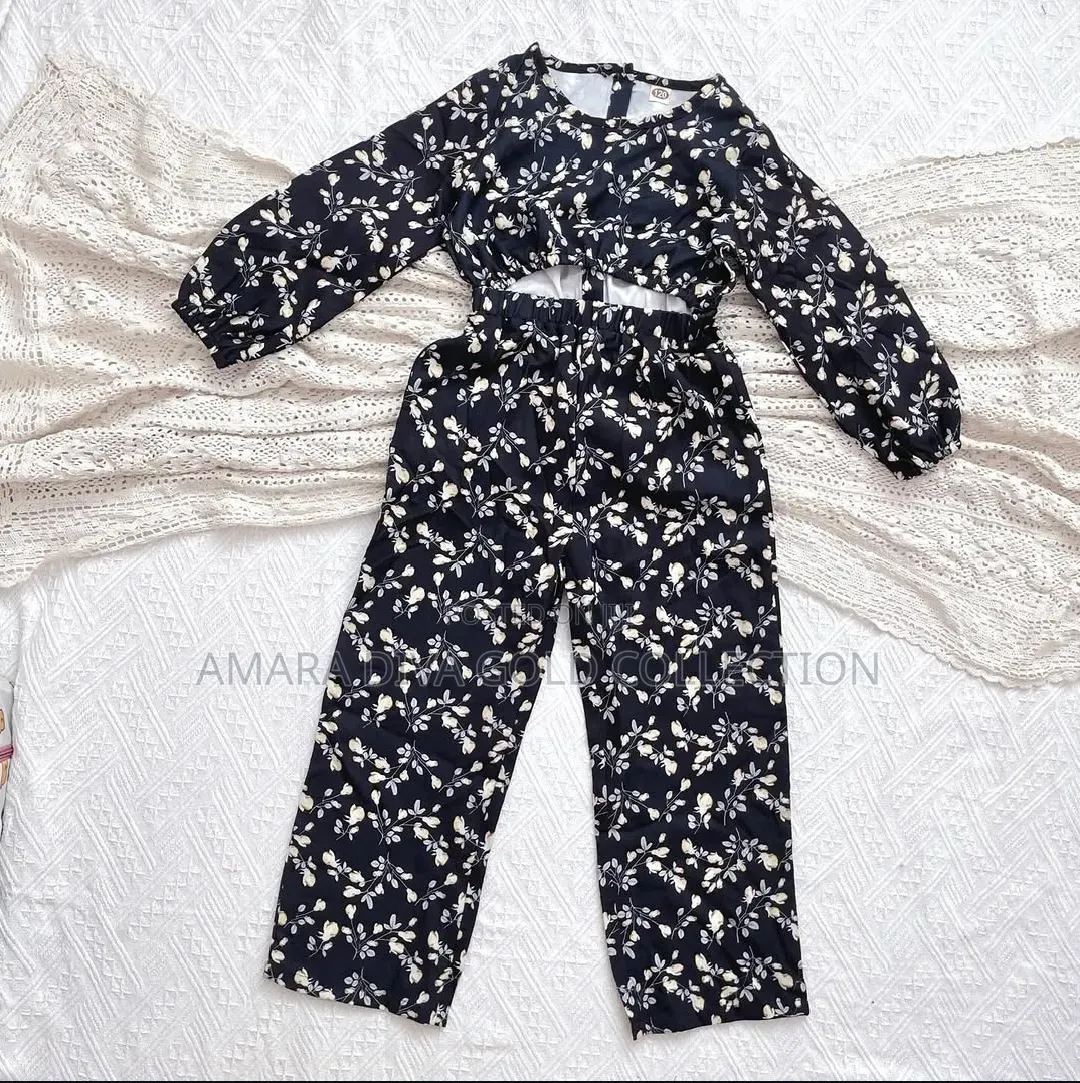 Toddler Girls Floral Long-Sleeve Cutout Jumpsuit