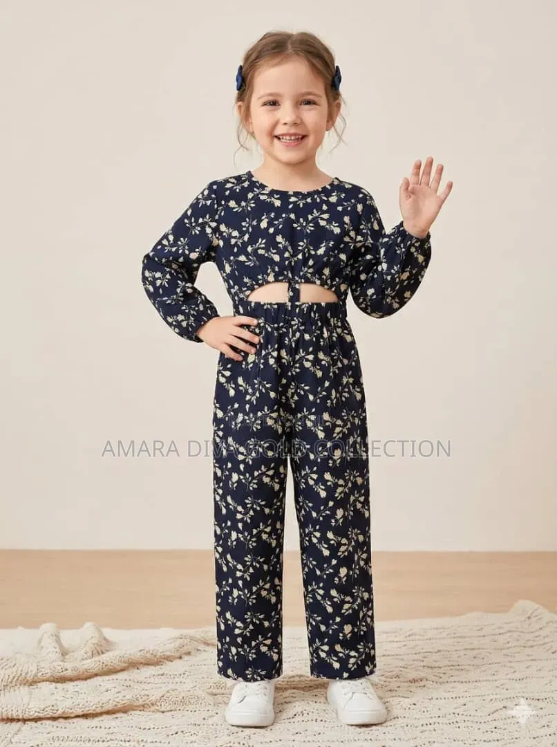 Toddler Girls Floral Long-Sleeve Cutout Jumpsuit