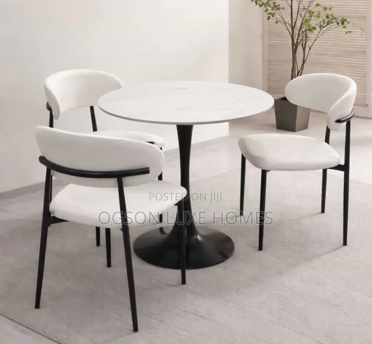 Dining Table With Marble Top and Threechairs for Homes and Restaurants