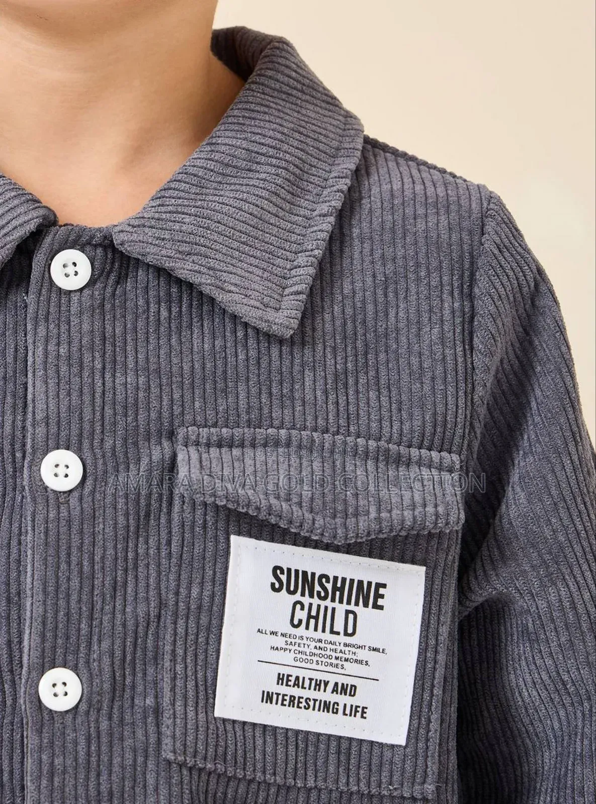 Styli Badge Detail Corduroy Shirt Jogger Set