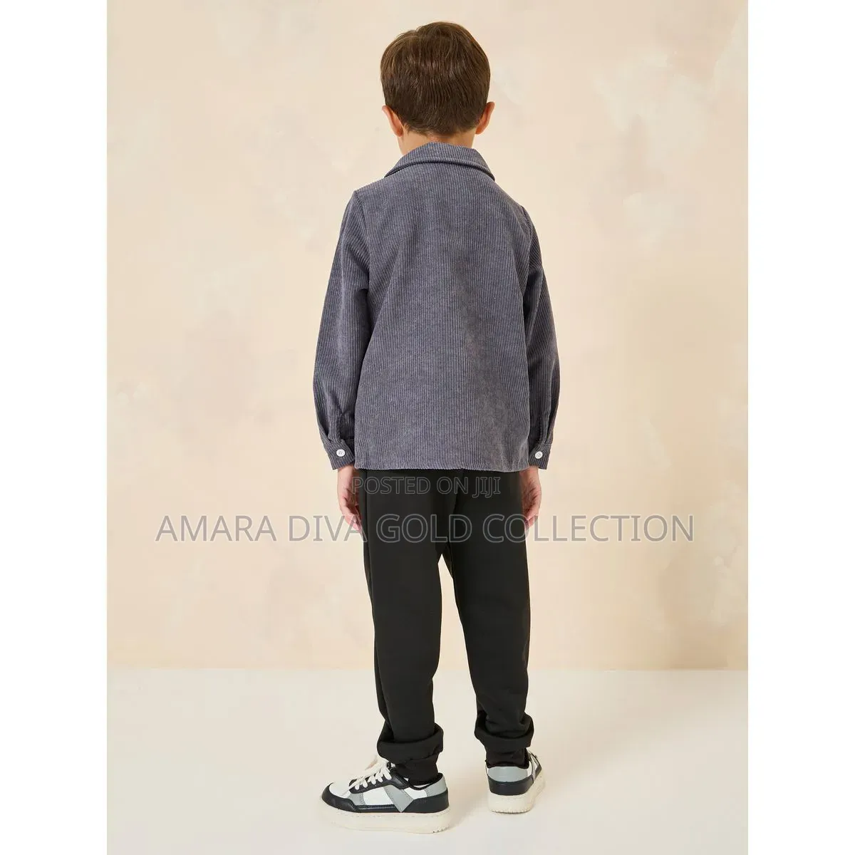Styli Badge Detail Corduroy Shirt Jogger Set