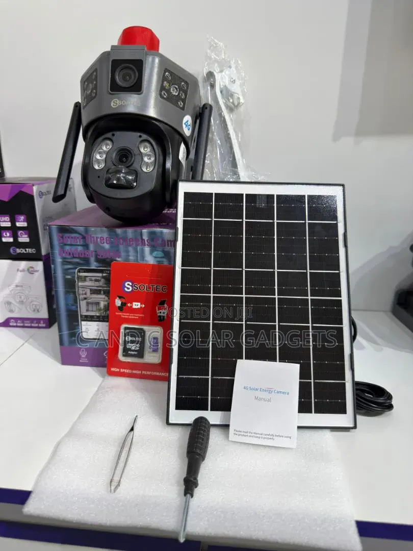 Highly Powered Triple Lenses Solar CCTV Camera