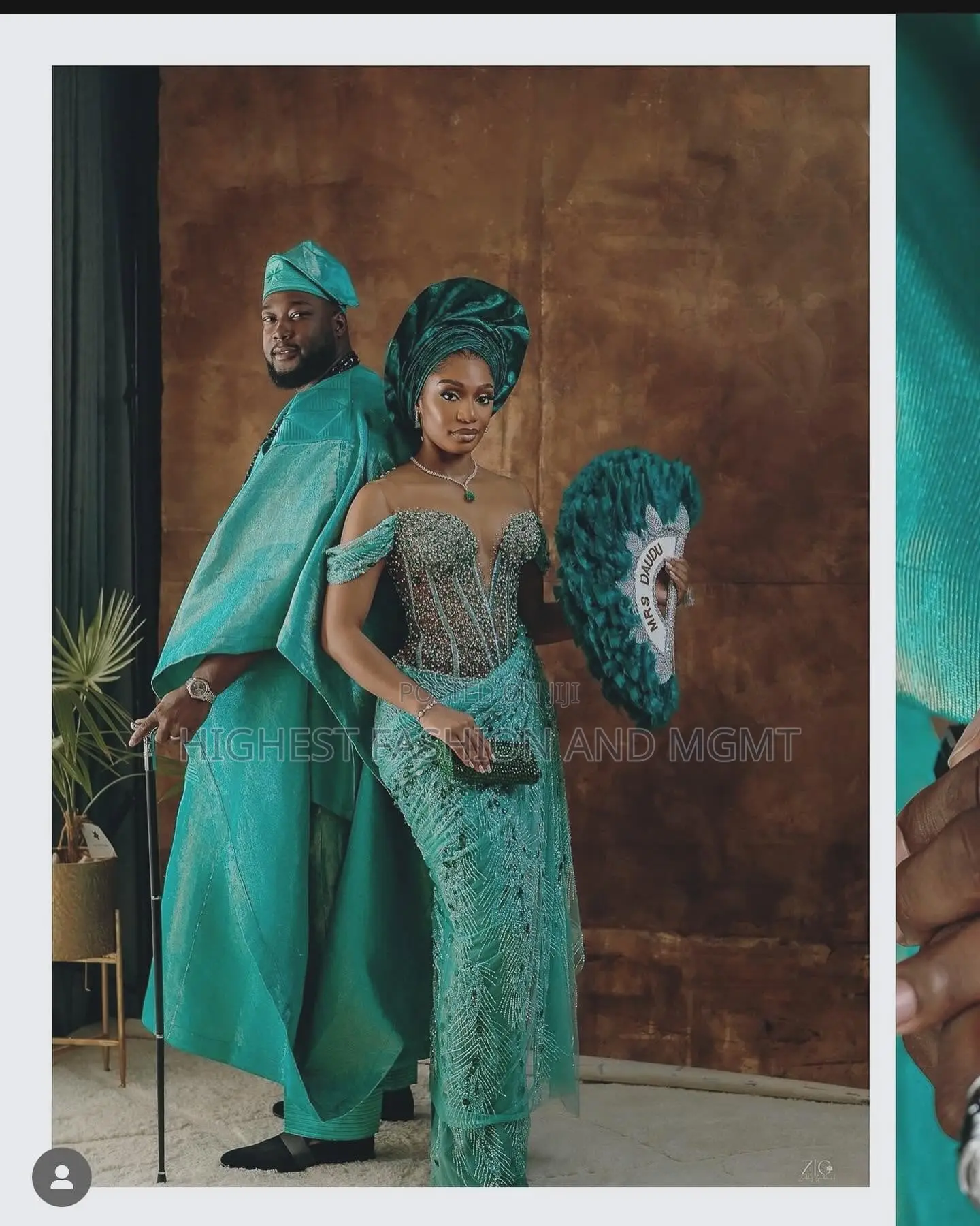 Ochre Lace Peplum Gown and Ochre Embroidered Agbada