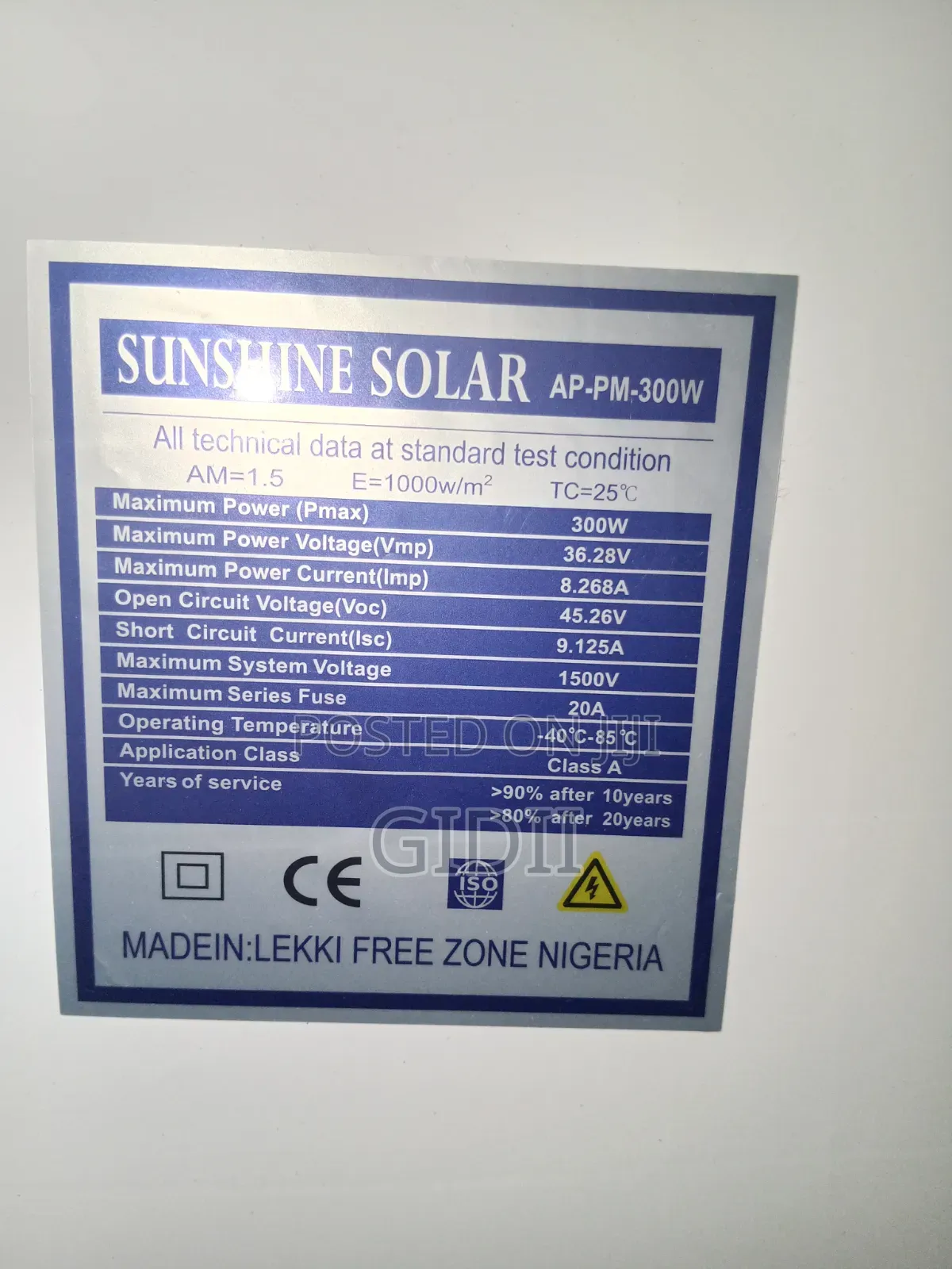 Sunshine Solar 300w Monocrystalline