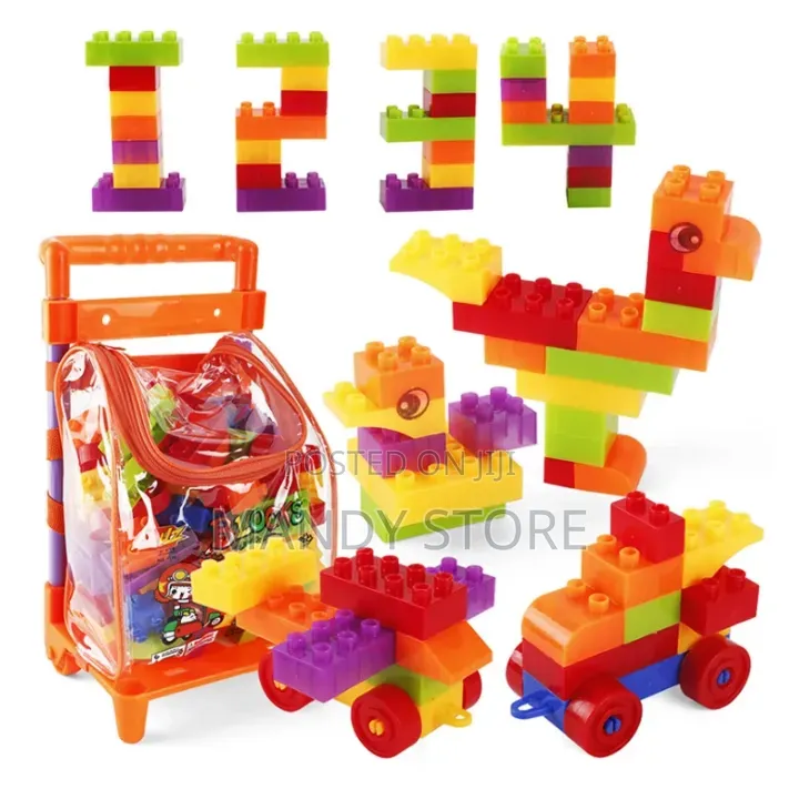 Backpack Early Learning Block Toy Plastic Building Block Build Toy