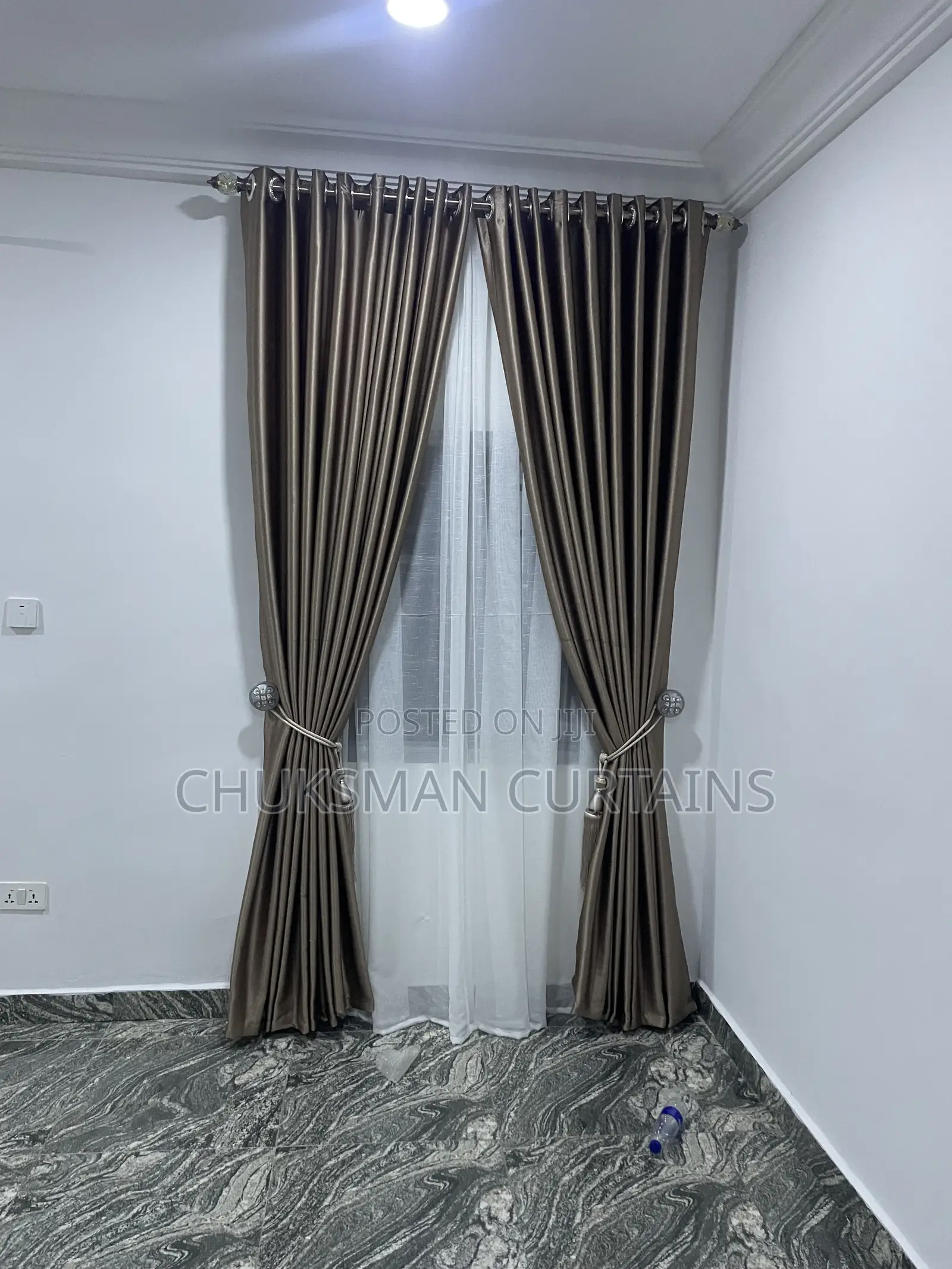 Thick Brown, Grey and Black Curtains