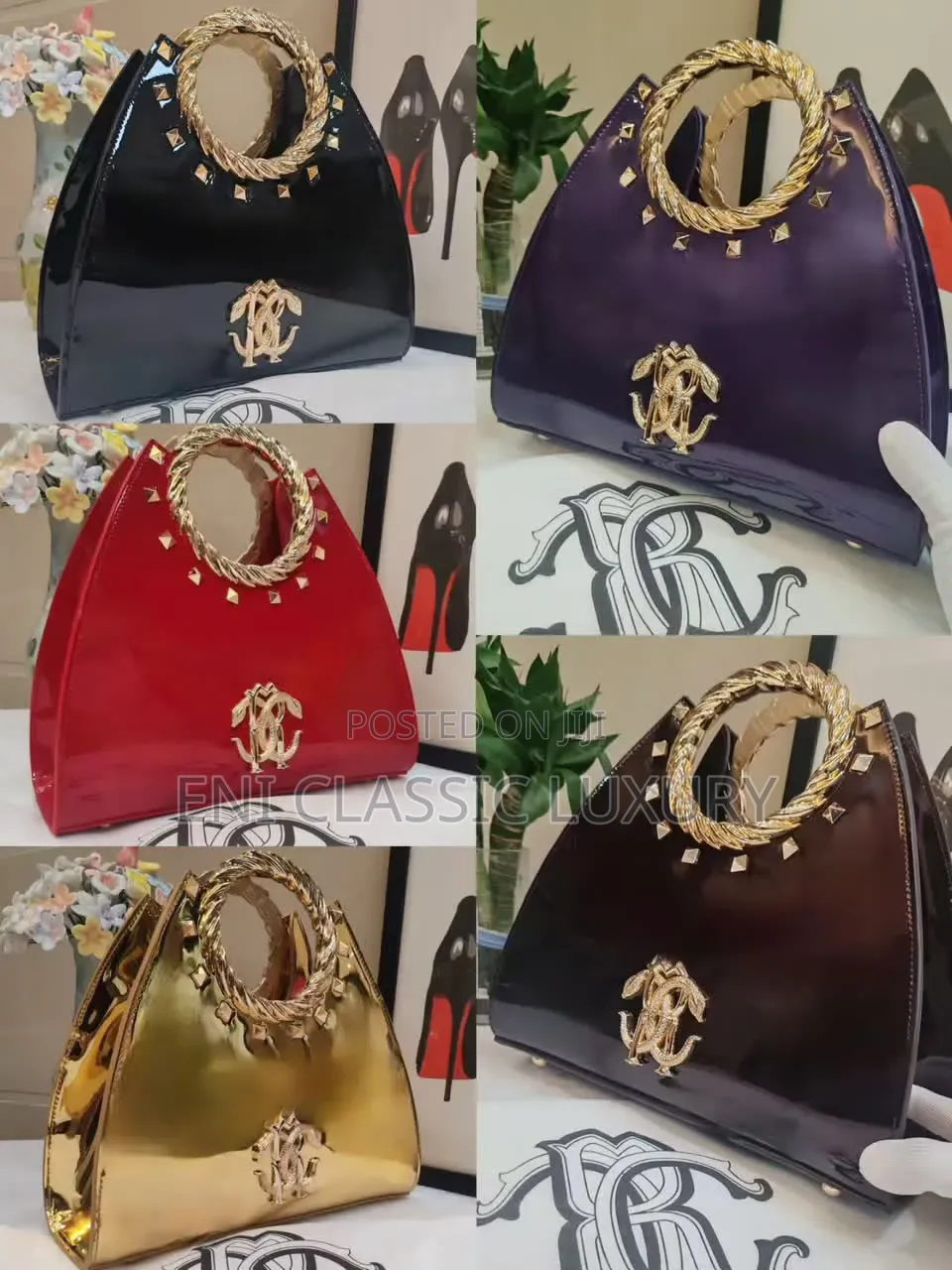 Top Notch Luxury Women's Glossy Leather Handbags Well Branded Package