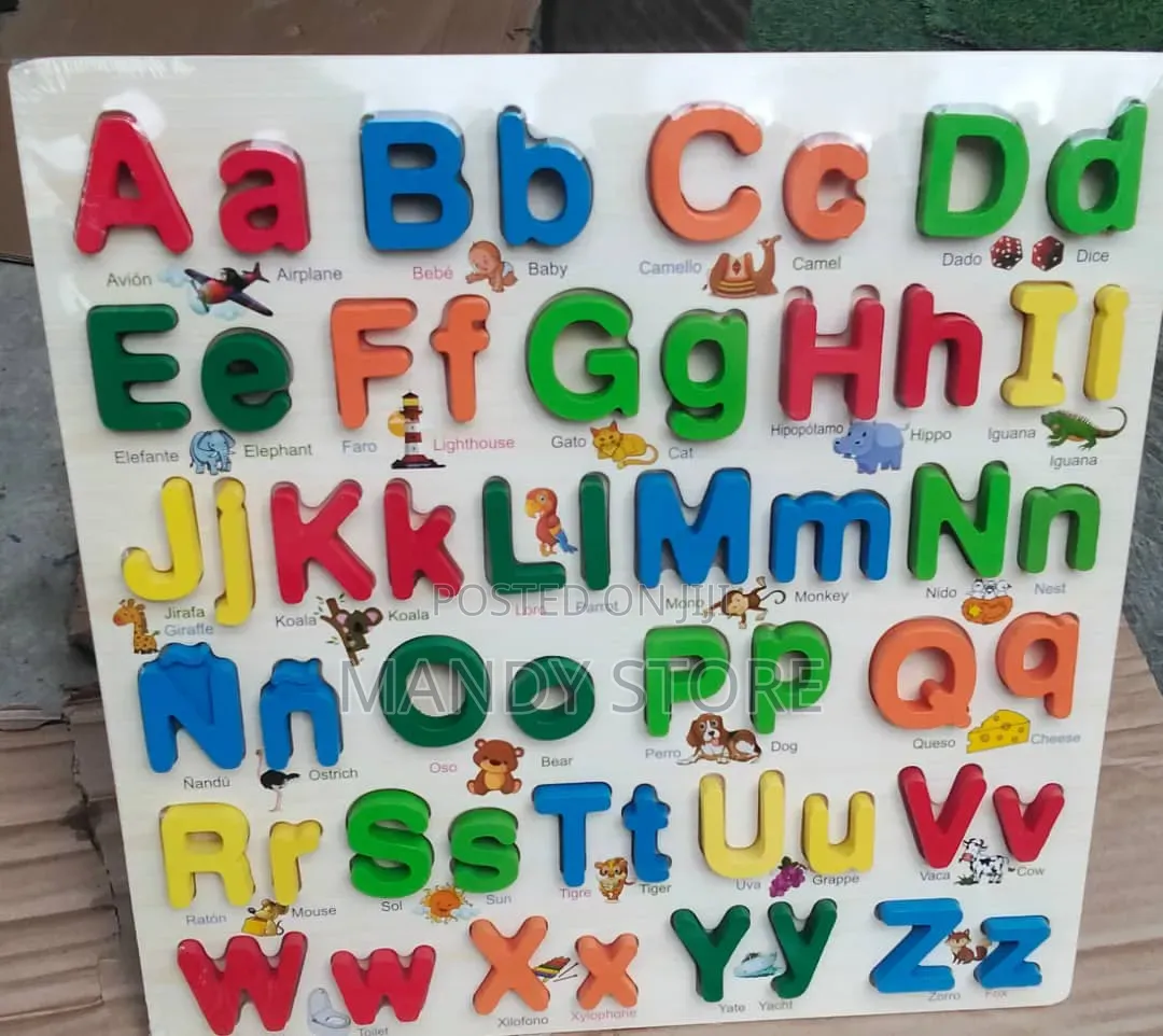 Quality Wooden Alphabet Puzzles Board Initiation Kids Learning