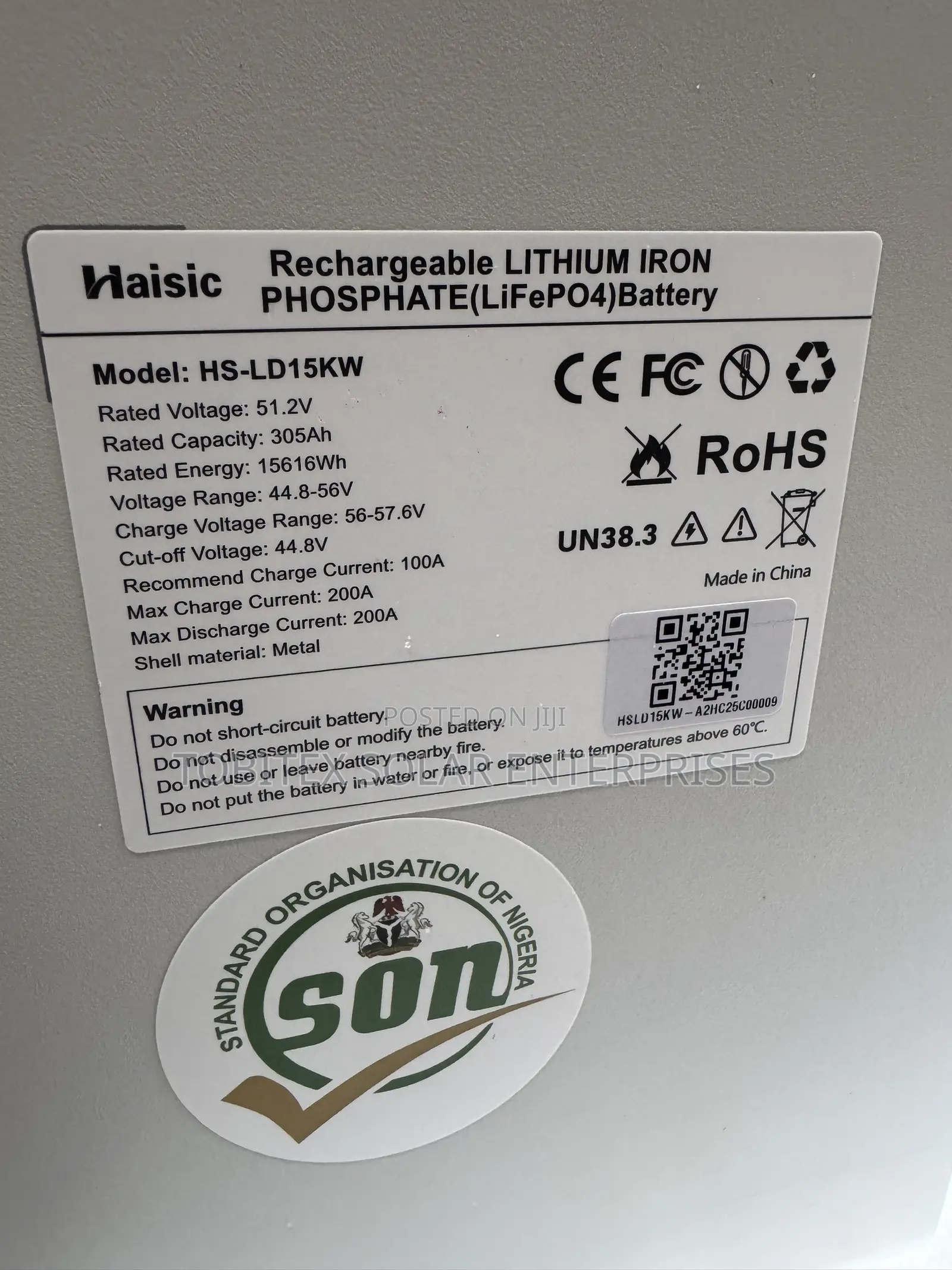 Haisic 15kwh Lithium Ion Batteries 51.2v
