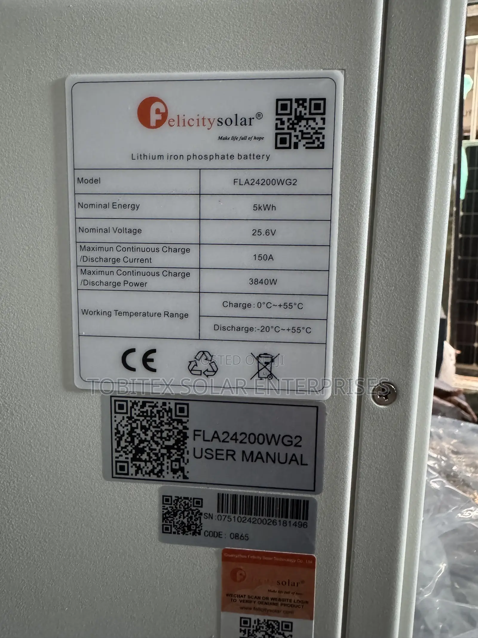 5kwh Felicity Lithium Battery G2