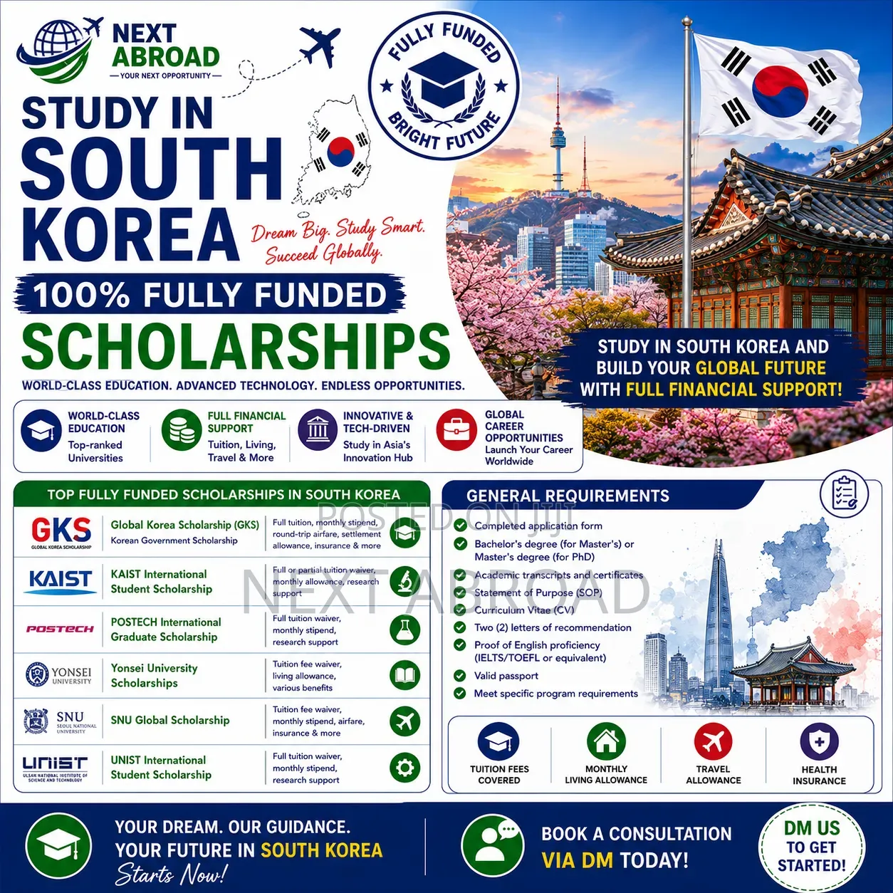 Study in South Korea With 100% Fully Funded Scholarships