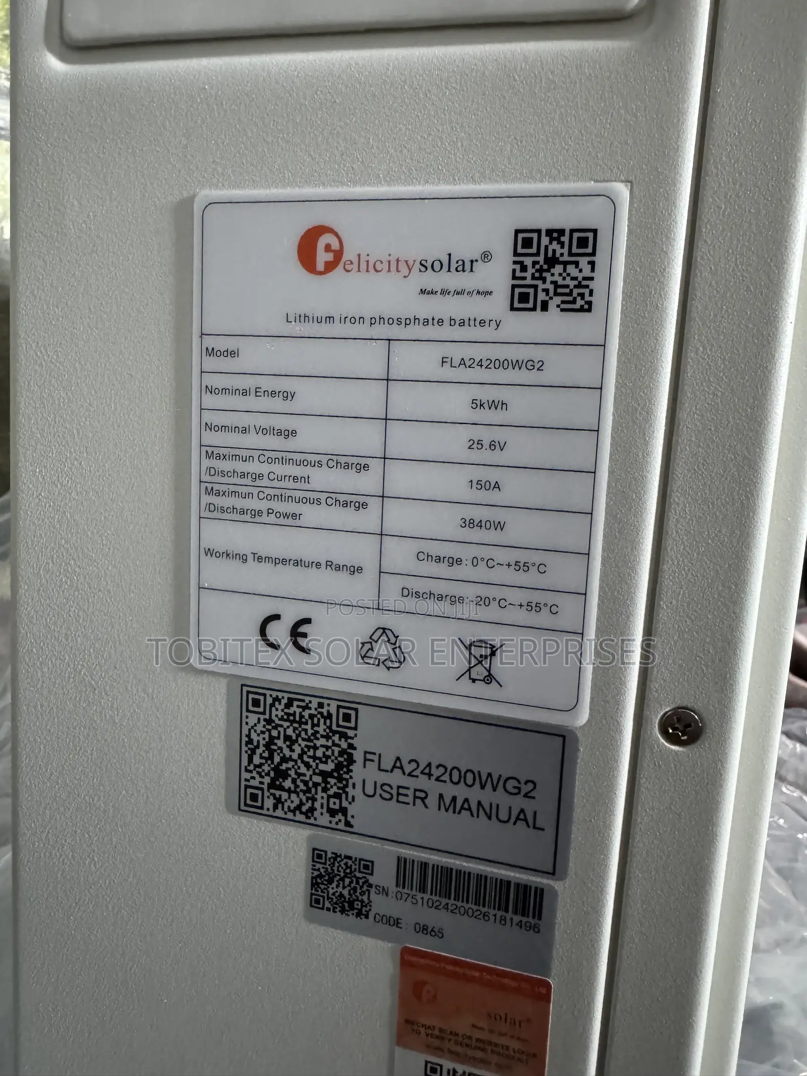 5kwh Felicity Lithium Ion Battery WG2