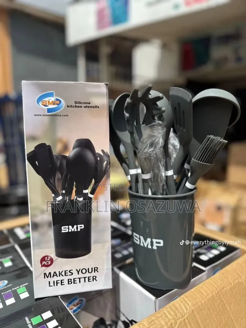 SMP 12-Piece Silicone Kitchen Utensil Set With Holder