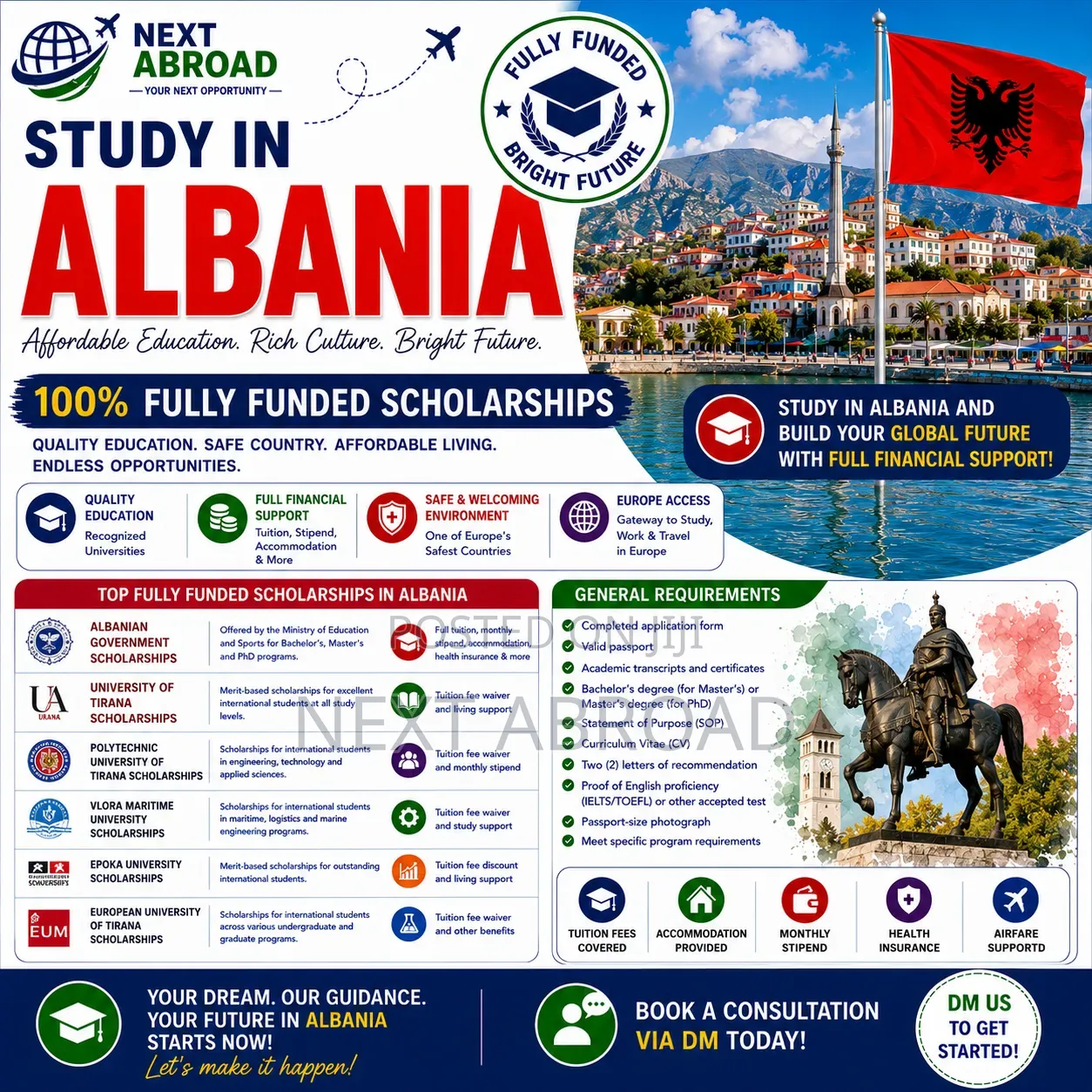 Study in Albania 100% Fully Funded Scholarships Opportunities