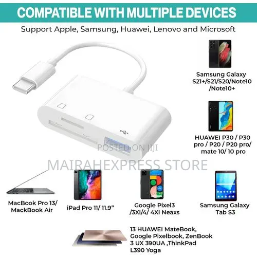 3-in-1 USB-C SD/TF/Micro SD Card Reader Adapter