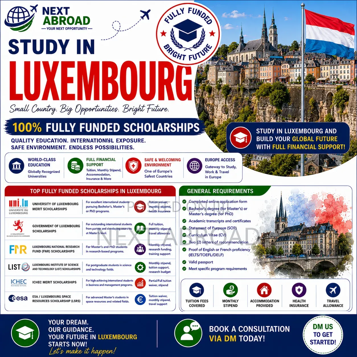 Study in Luxembourg 100% Fully Funded Scholarships Opportunities